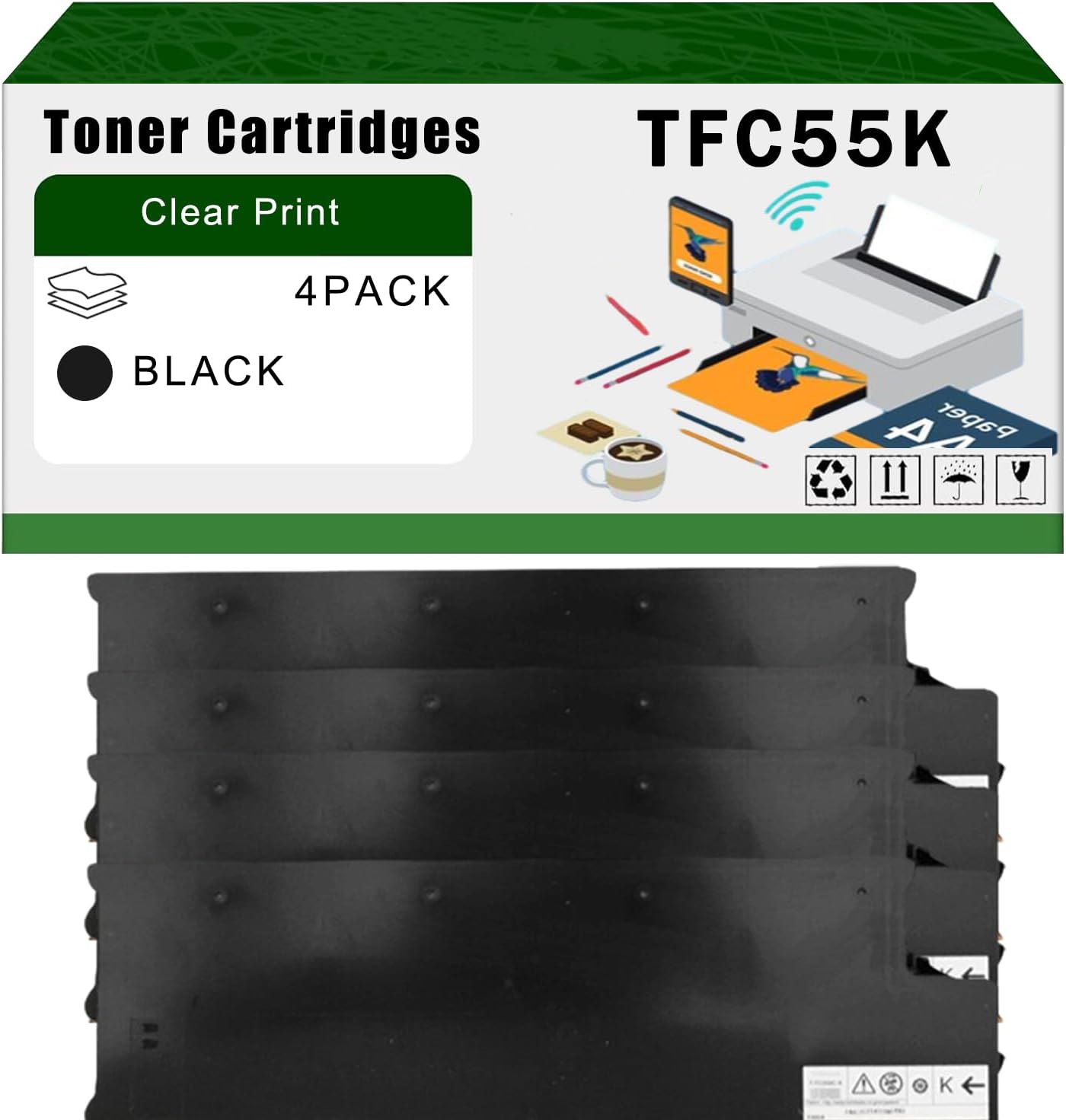 AGNNQ Compatible for Toshiba TFC55K Toner Cartridges E Studio 6520CT 6530C 6530CT Printers, High Yield 83000 Pages Bright Clear Colors (4 Pack Black)