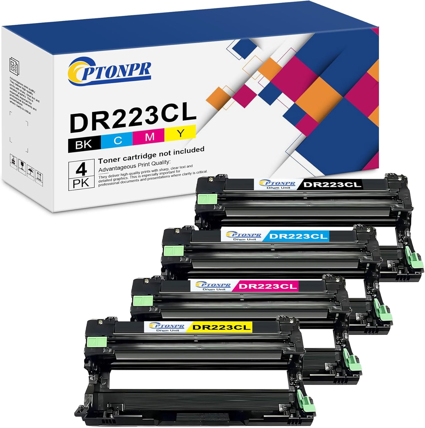 DR223CL Drum Unit Set 4 Pack DR-223CL Drum Black Cyan Magenta Yellow Replacement for Brother DR223 DR-223 HL-L3210CW HL-L3230CDW HL-L3270CDW HL-L3290CDW MFC-L3710CW MFC-L3750CDW MFC-L3770CDW Printer