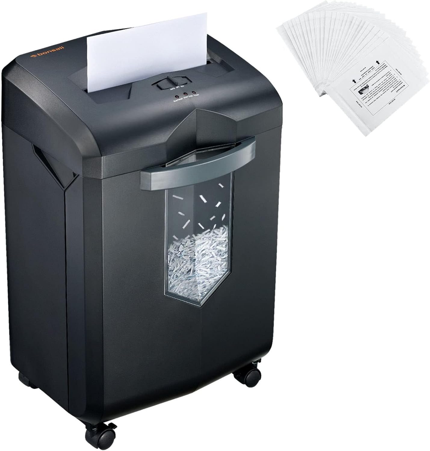Bonsaii 14-Sheet Microcut Paper Shredder and 24-Pack Shredder Lubricant Sheets