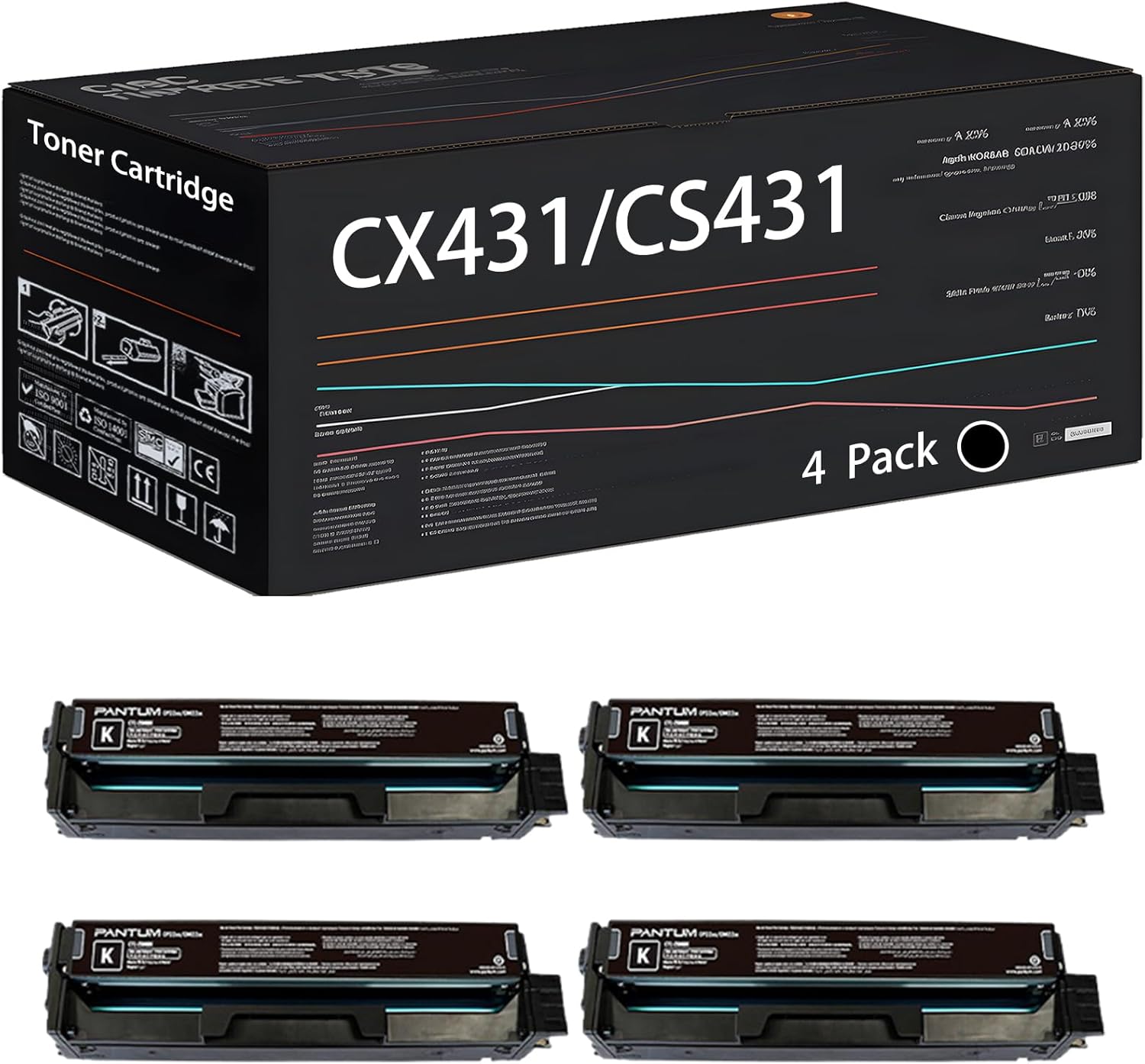 UVUMB Compatible with Lexmark CX431/CS431 Toner Cartridge Work for Lexmark CS431dw CX431adw Printers, with Chip, High Yield 5500 Pages, High-Definition Printing (4 Pack Black)