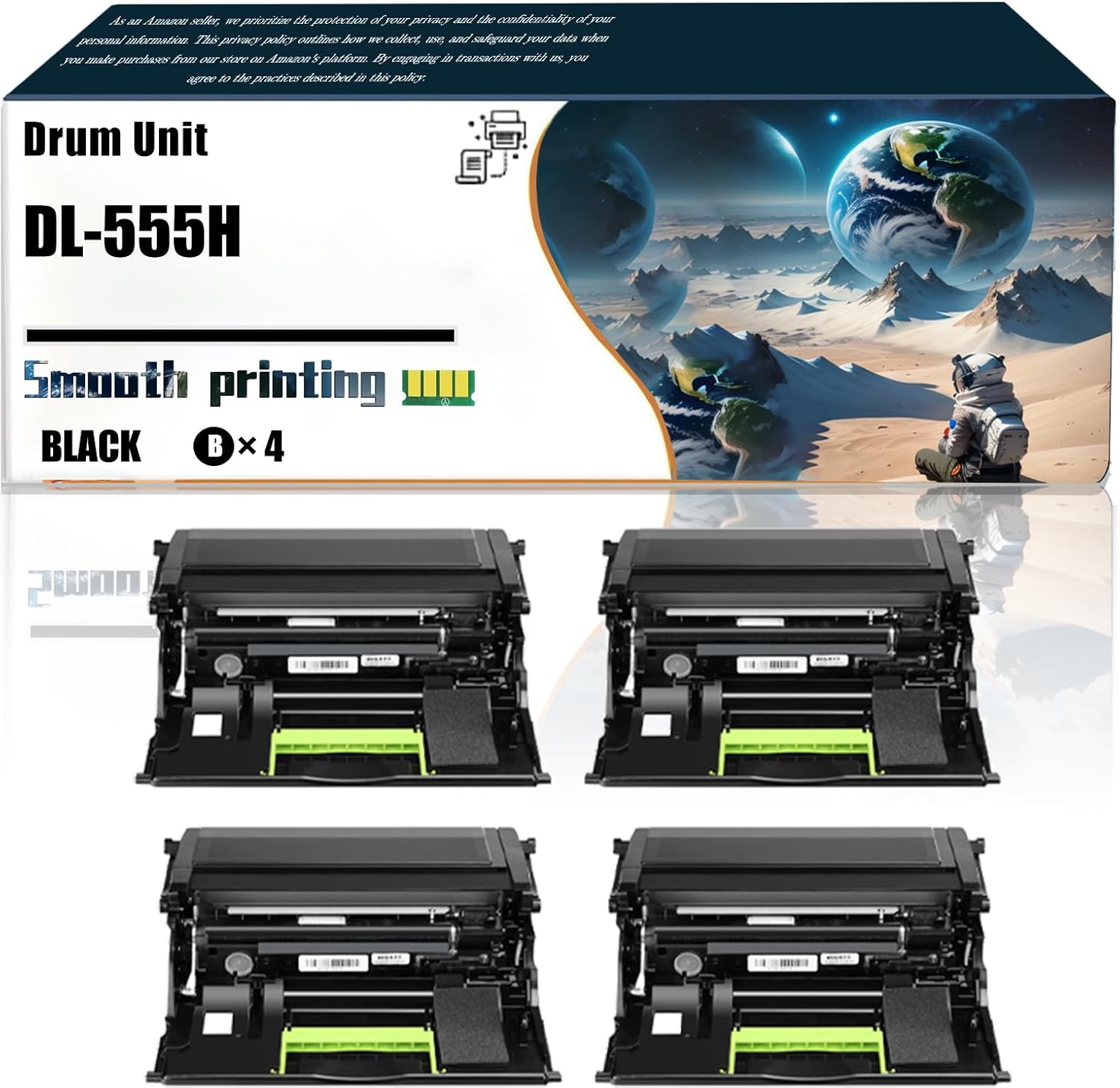 Replacement Parts Drum Unit DL-555H Compatible with Pantum P5515DN P4215 M7665 BP6055 BM6055 Printers, Contains Chip and Clear Printing (4 Pack Black)