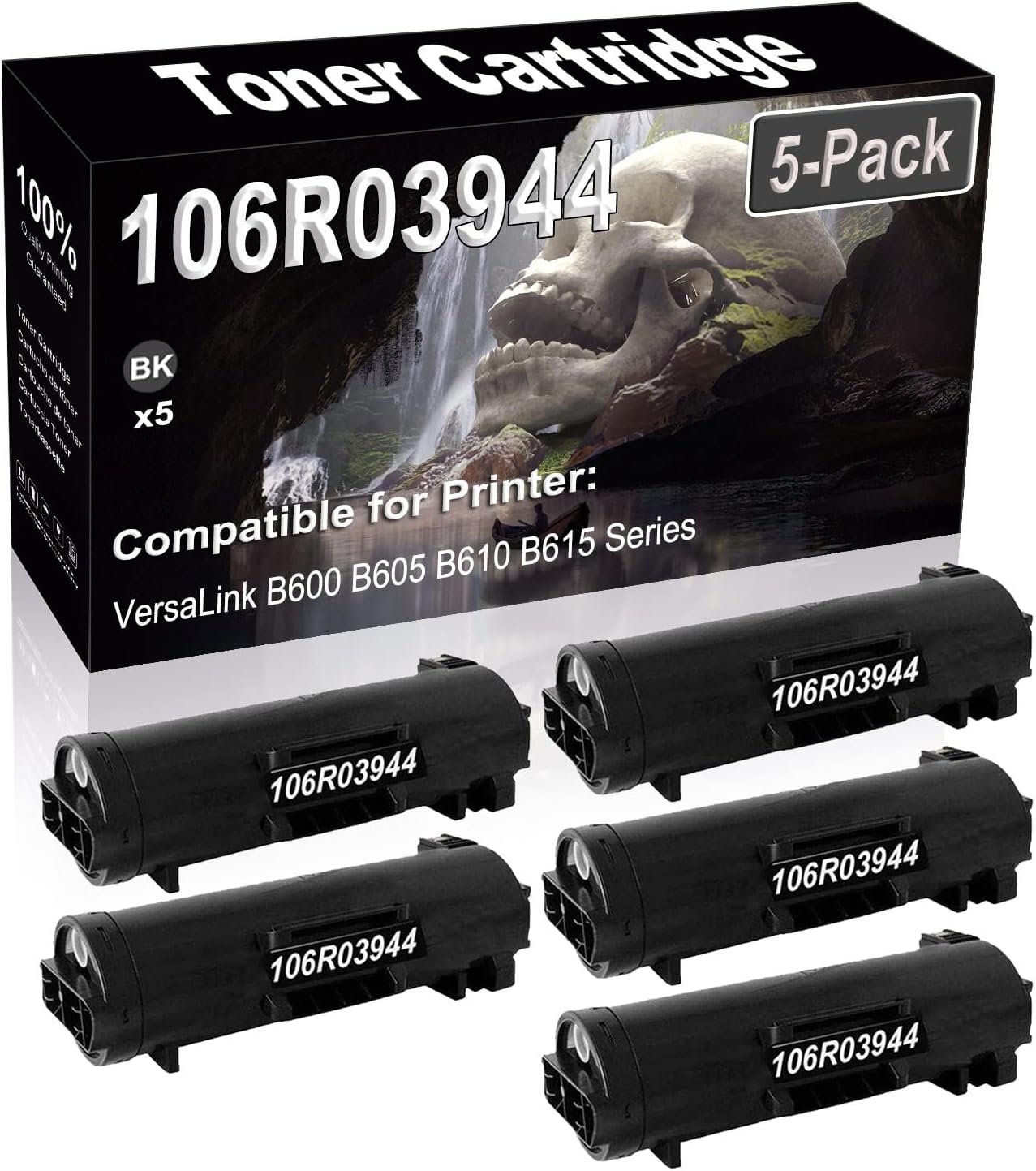 SINIYA 5-Pack (Black) Compatible VersaLink B600 B605 B610 B615 Laser Printer Cartridge (High Capacity) Replacement for 106R03944 Printer Cartridge