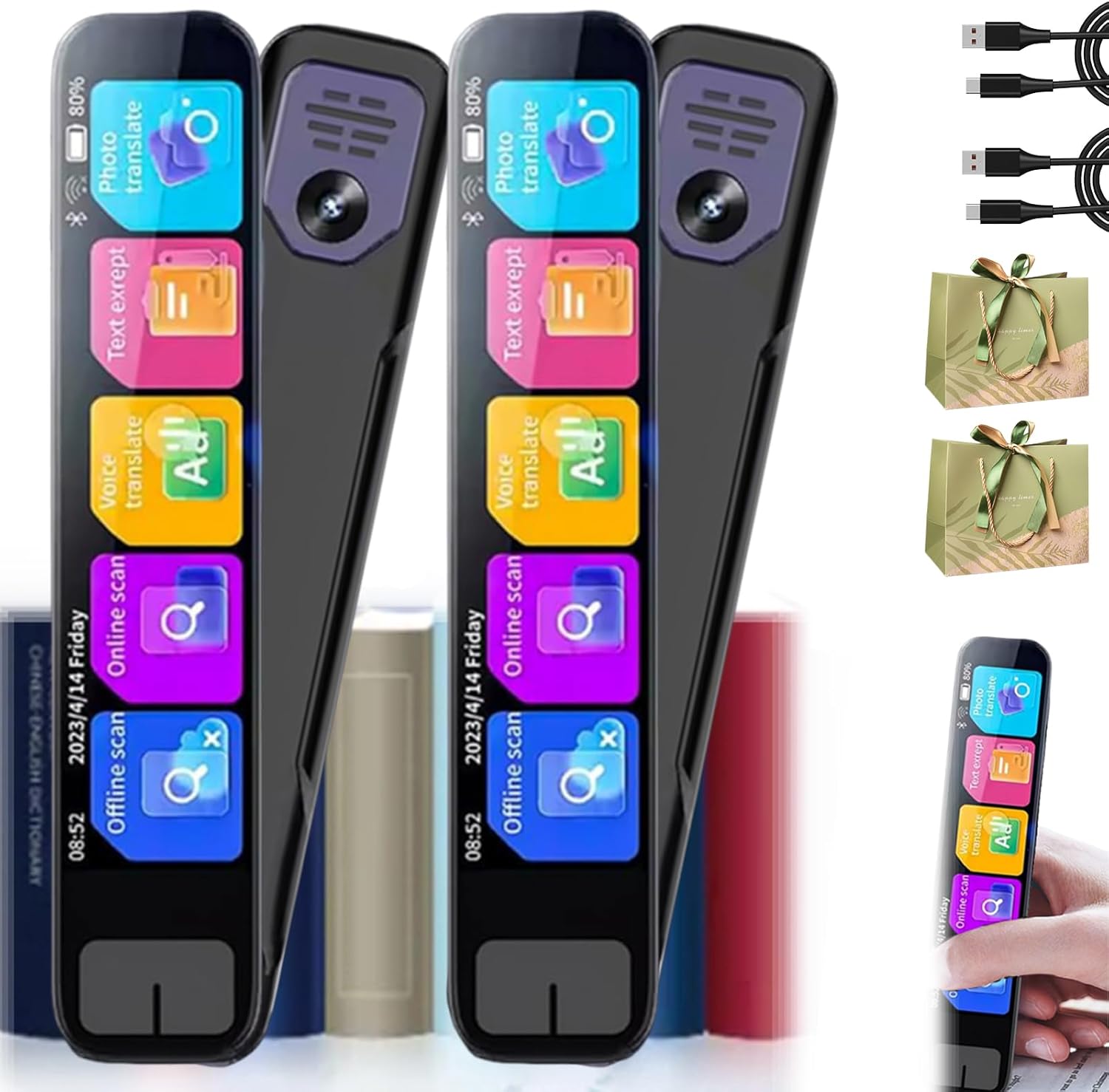 Ai Pen - Chat Gpt Pen - 2025 New Ai Smart Pen for Real-Time Translation - Handheld Scanner Translator - Text Scanner & 60+ Offline Translations with HD Touchsn (01) (02)