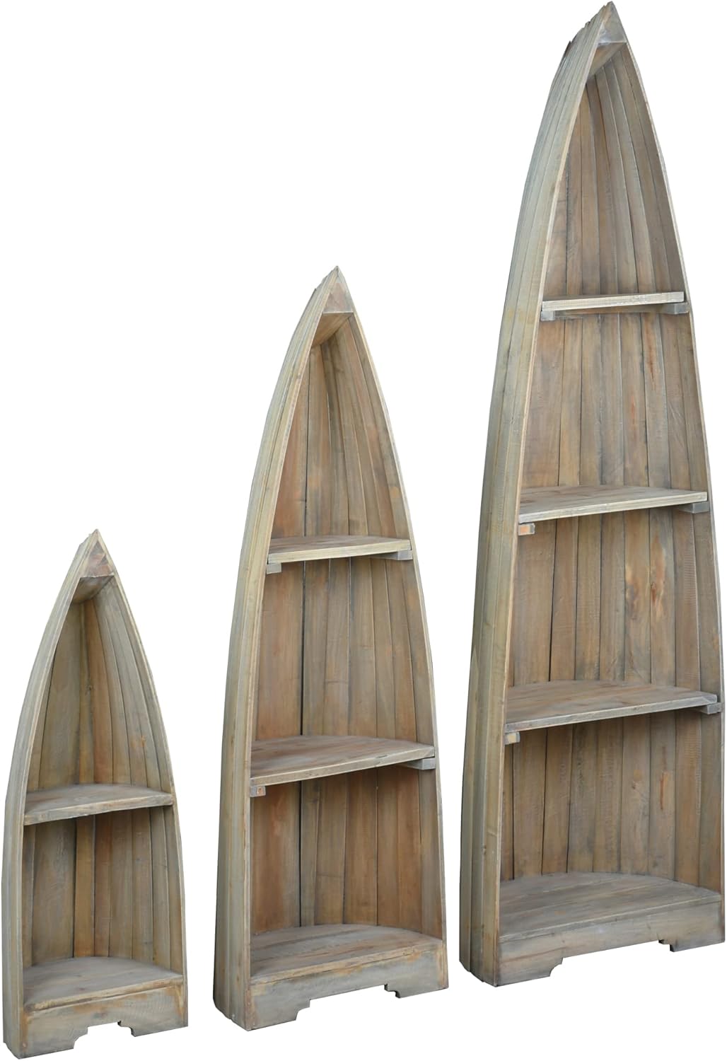 Sunset Trading Cottage Solid Wood 3 Boat Bookcases | Driftwood Brown | Fully Assembled
