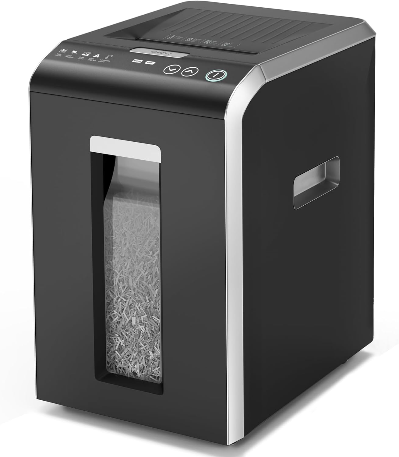 Locksworth Heavy Duty Micro-Cut Paper Shredder: 200-Sheet Auto Feed/10-Sheet Manual Feed, P-5 High Security, 8.5 Gallon Bin with Casters for Home Office