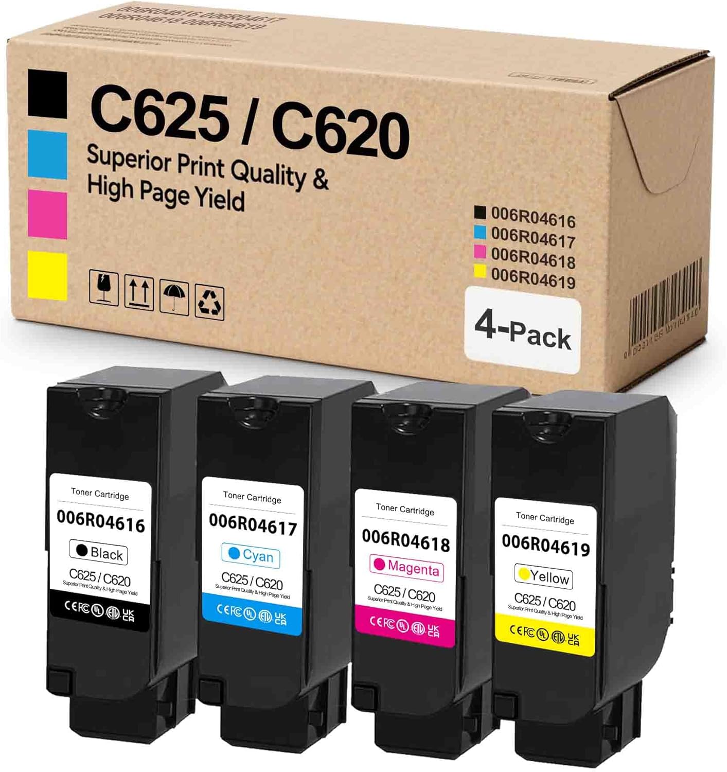 MANNERES 006R04616 006R04617 006R04618 006R04619 Toner Cartridge Replacement for Xerox Versalink C620 C625 Printers (4Pack,BK/C/M/Y)