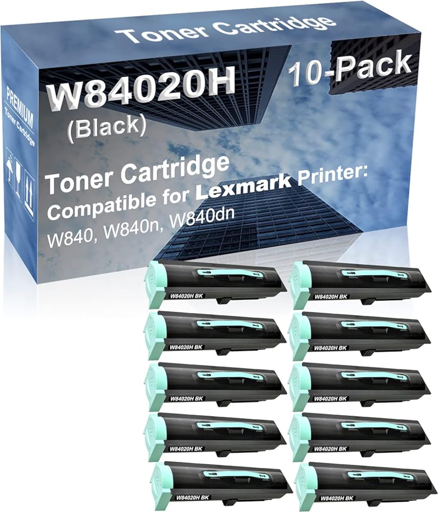 10-Pack Compatible High Capacity W84020H Printer Cartridge use for W840, W840n, W840dn Printer (Black)
