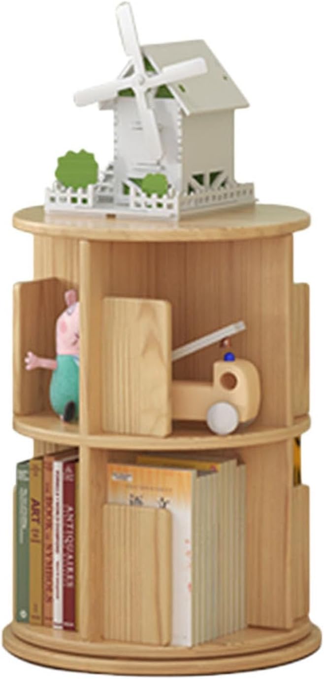 GaRcan 3-Tier Rotating Bookshelf Floor Standing Book Shelf Rotatable Bookcase Suitable for Home/Office Storage Bookshelf CD Rack (Style 1 One Size)