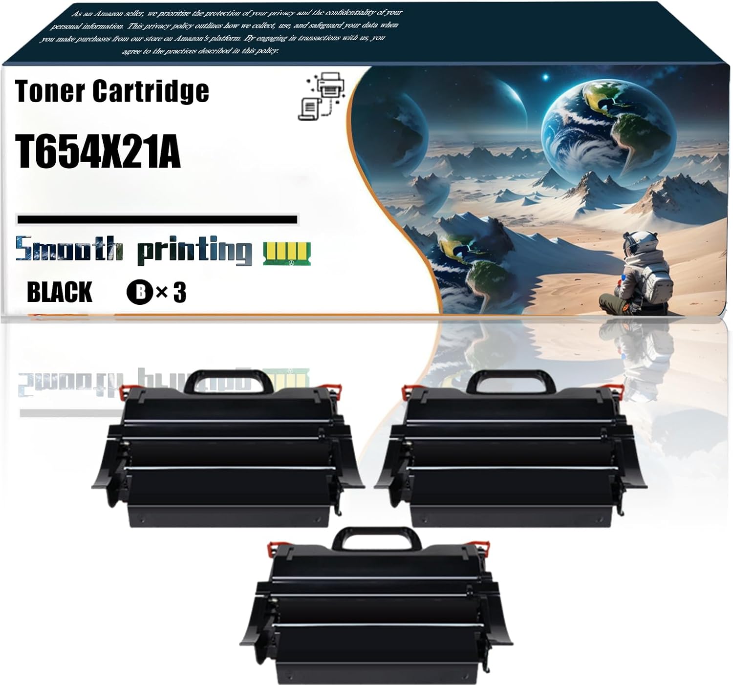 Replacement Parts Toner Cartridge T654X21A Compatible with Lexmark X651DE T650DN T650DTN Printers, Contains Chip and Clear Printing (3 Pack Black)