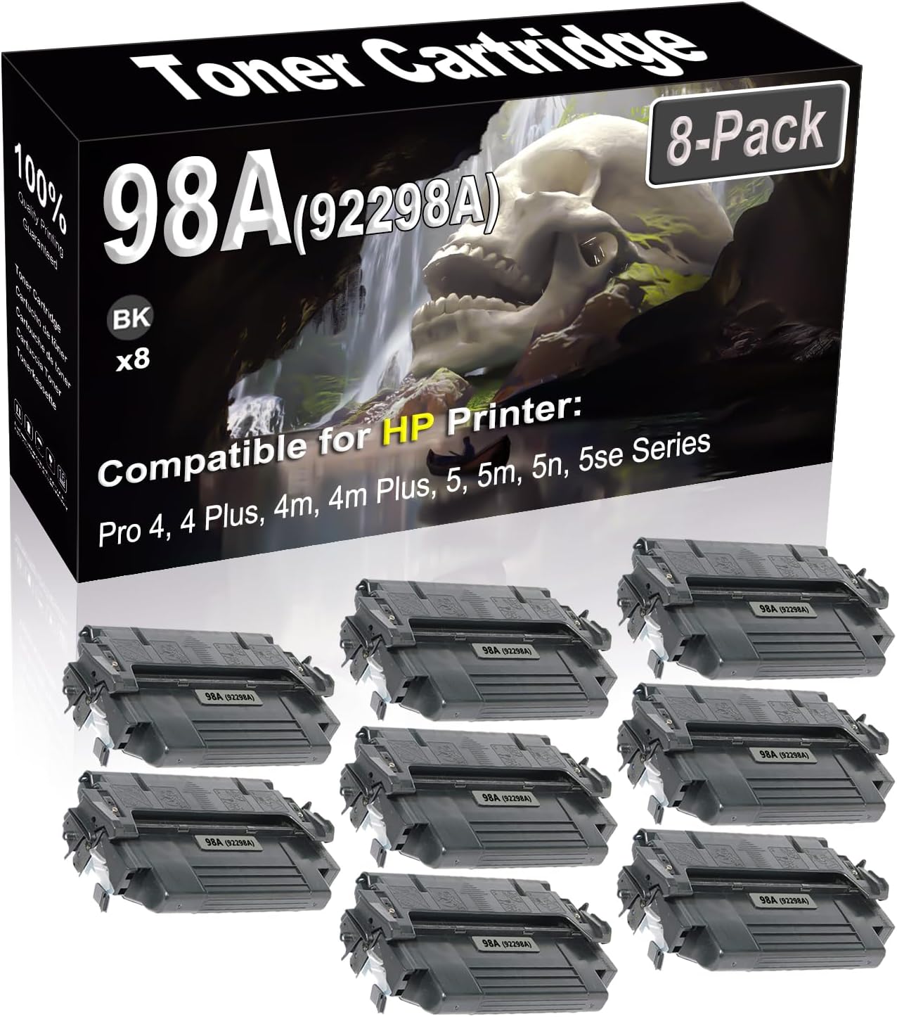 SINIYA 8-Pack (Black) Compatible High Yield 98A 92298A Laser Printer Toner Cartridge use for Pro 4, 4 Plus, 4m, 4m Plus, 5, 5m, 5n, 5se Printer