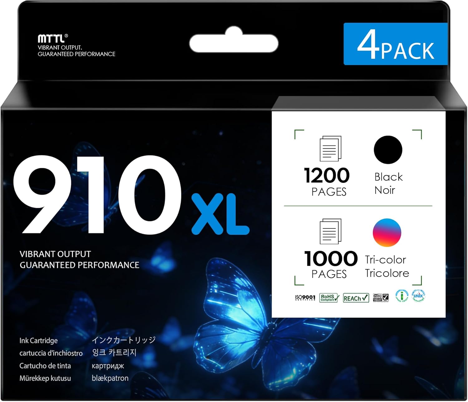 MTTL 910XL Ink Cartridge Replacement for HP 910xl Ink cartridges Combo Pack Work for OfficeJet Pro 8025 8028 8020 8035 OfficeJet 8018 8022 8010 8015 Printer (BK/C/M/Y,4 Pack)