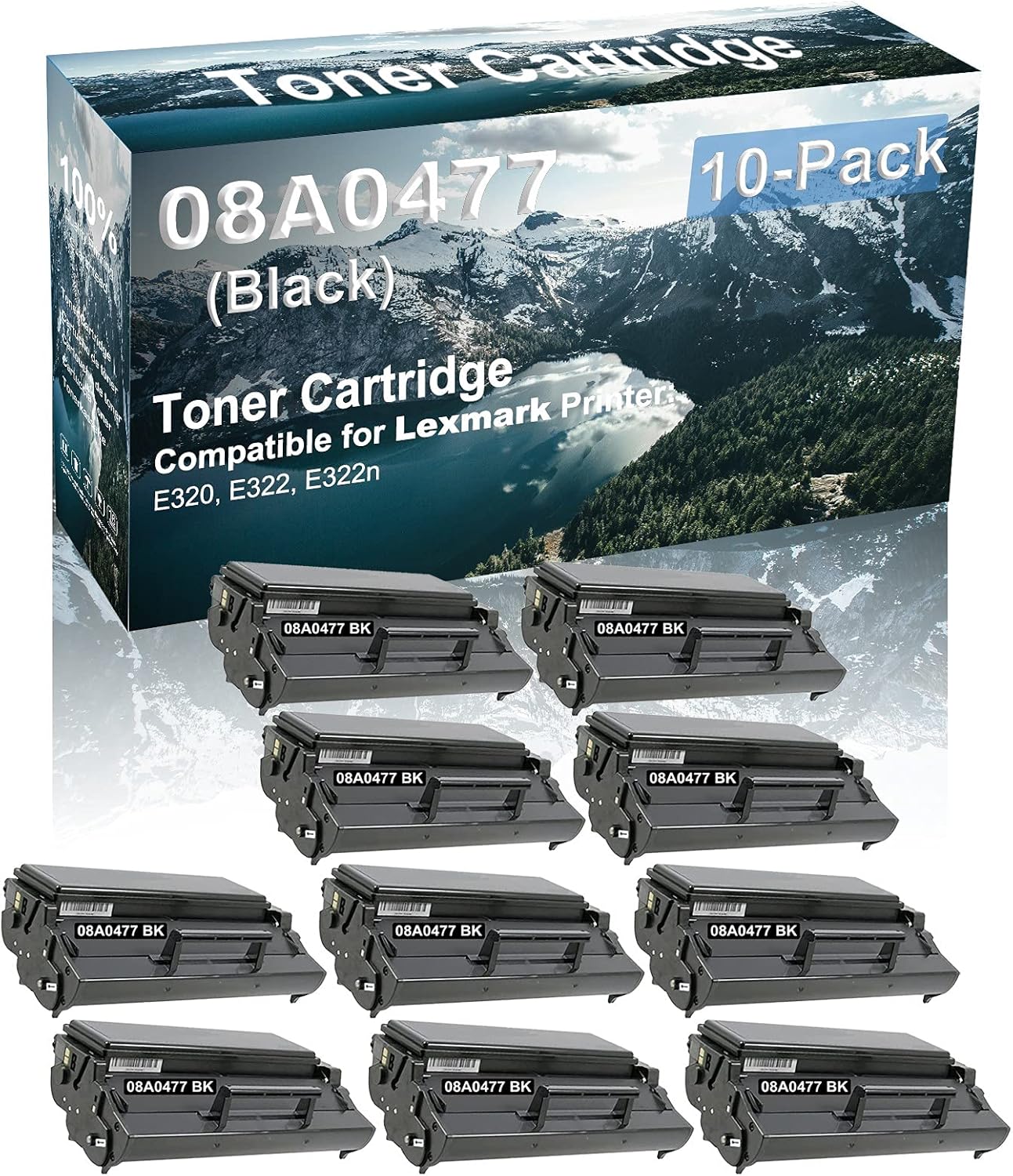 Credibility Store 10-Pack Compatible High Capacity 08A0477 | 08A0478 Printer Cartridge use for E320 E322 E322n Printer (Black)