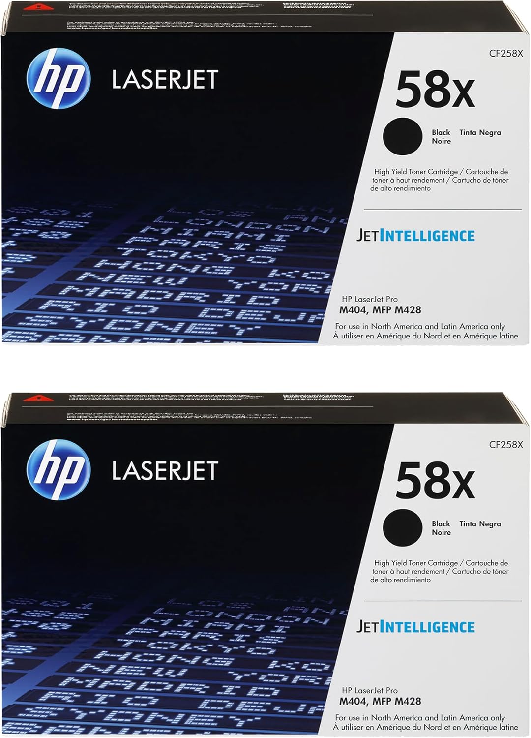 HP 58X Black High-Yield Toner Cartridge 2-Pack | Original Cartridge | Compatible LaserJet Enterprise M406dn, Enterprise MFP M430f, Pro M404 Series, M428 Series | CF258X | Each Cartridge