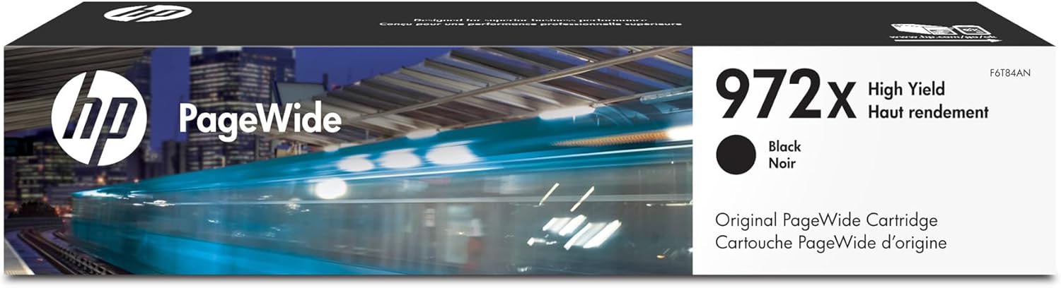 HP 972X PageWide Cartridge High Yield Black Ink Cartridge Printers | Works with Printer Series: PageWide Pro 452, 477, 552dw, 577 | F6T84AN