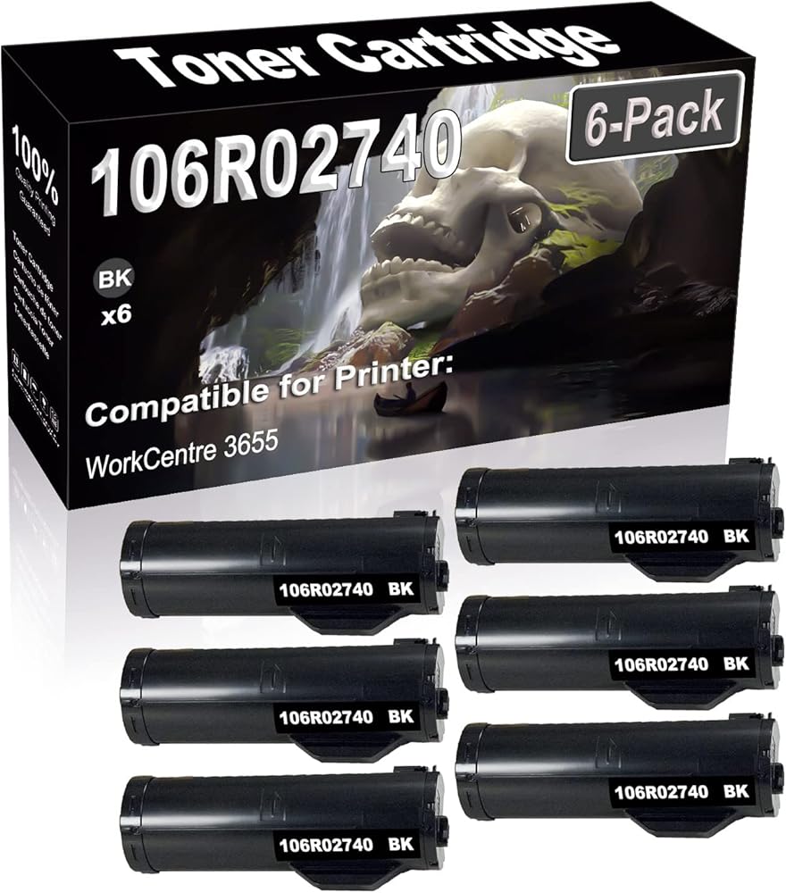SINIYA 6-Pack (Black) Compatible High Yield 106R02740 Laser Printer Toner Cartridge use for WorkCentre 3655 Printer