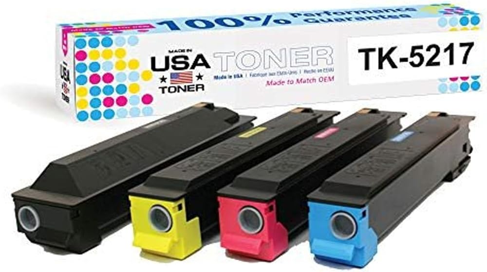 MADE IN USA TONER Compatible Replacement for use in Kyocera TASKalfa 406ci (TK-5217 CMYK) and Copystar CS 406ci (TK-5219 CMYK) (Black,Cyan,Yellow,Magenta, 4-Pack)