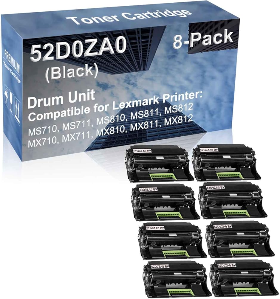8-Pack Compatible 52D0ZA0 Drum Kit use for Lexmark MS710, MS711, MS810, MS811 Printer (Black)