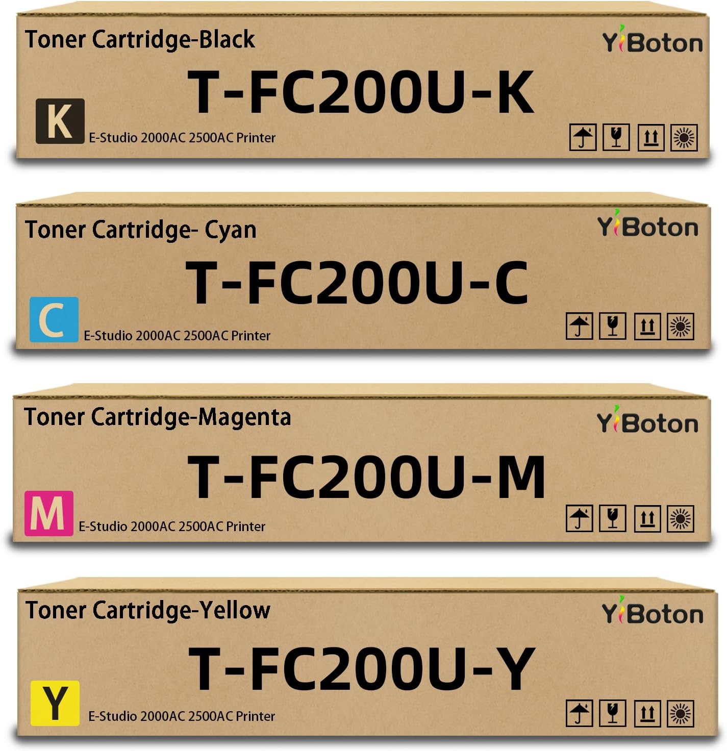 YiBoton T-FC200U TFC200U High Yield Toner Cartridges Replacement for Toshiba T-FC200U-K T-FC200U-C T-FC200U-M T-FC200U-Y Toner Use for E-Studio 2000AC 2500AC Printer