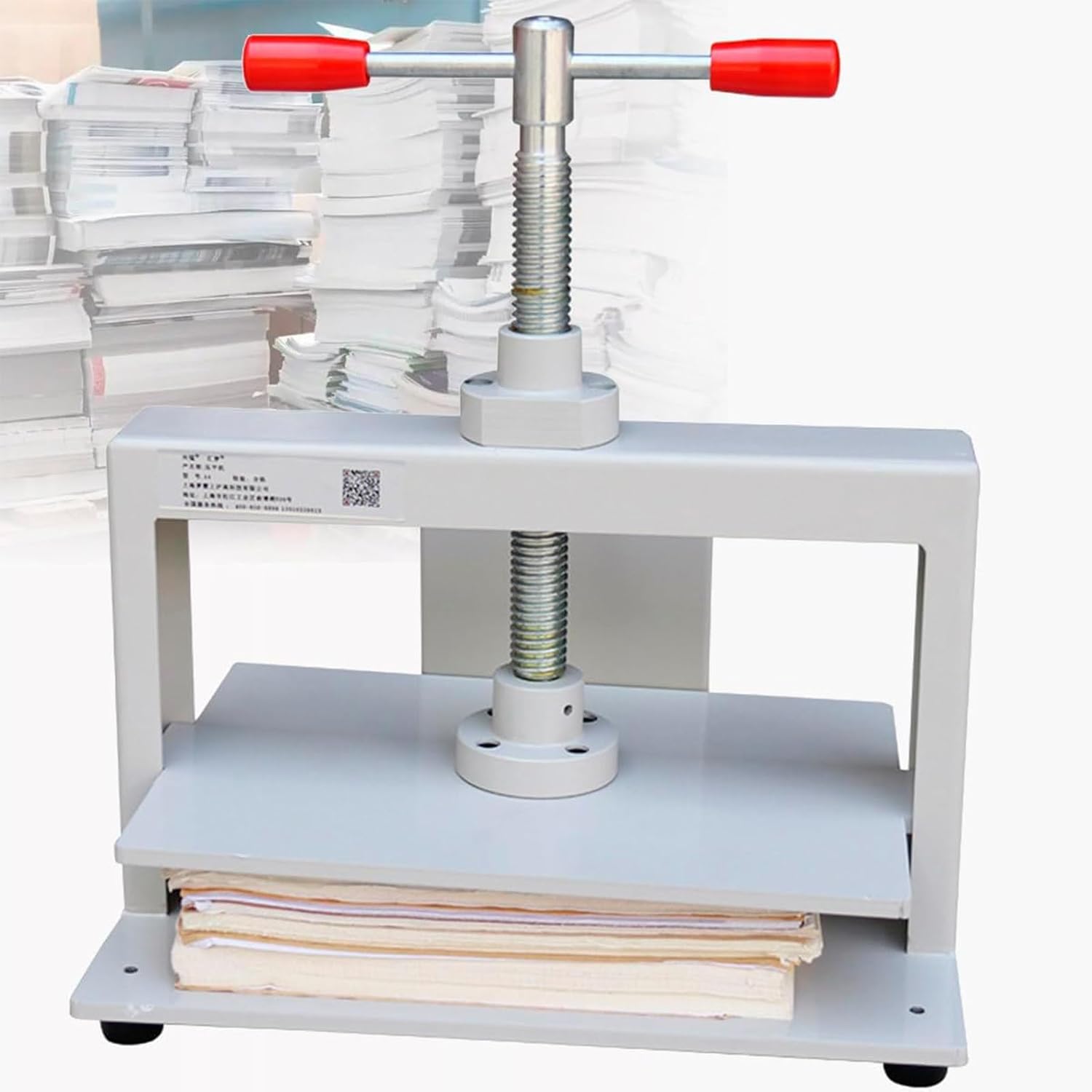 JJENXYYDS Manual Desktop Paper Presses,Book Flattening Machine,1500 kg Pressure Bookbinding Press Machine,with Double Balance Rod,Suitable for All Kinds of Paper Products and Fabrics,A5