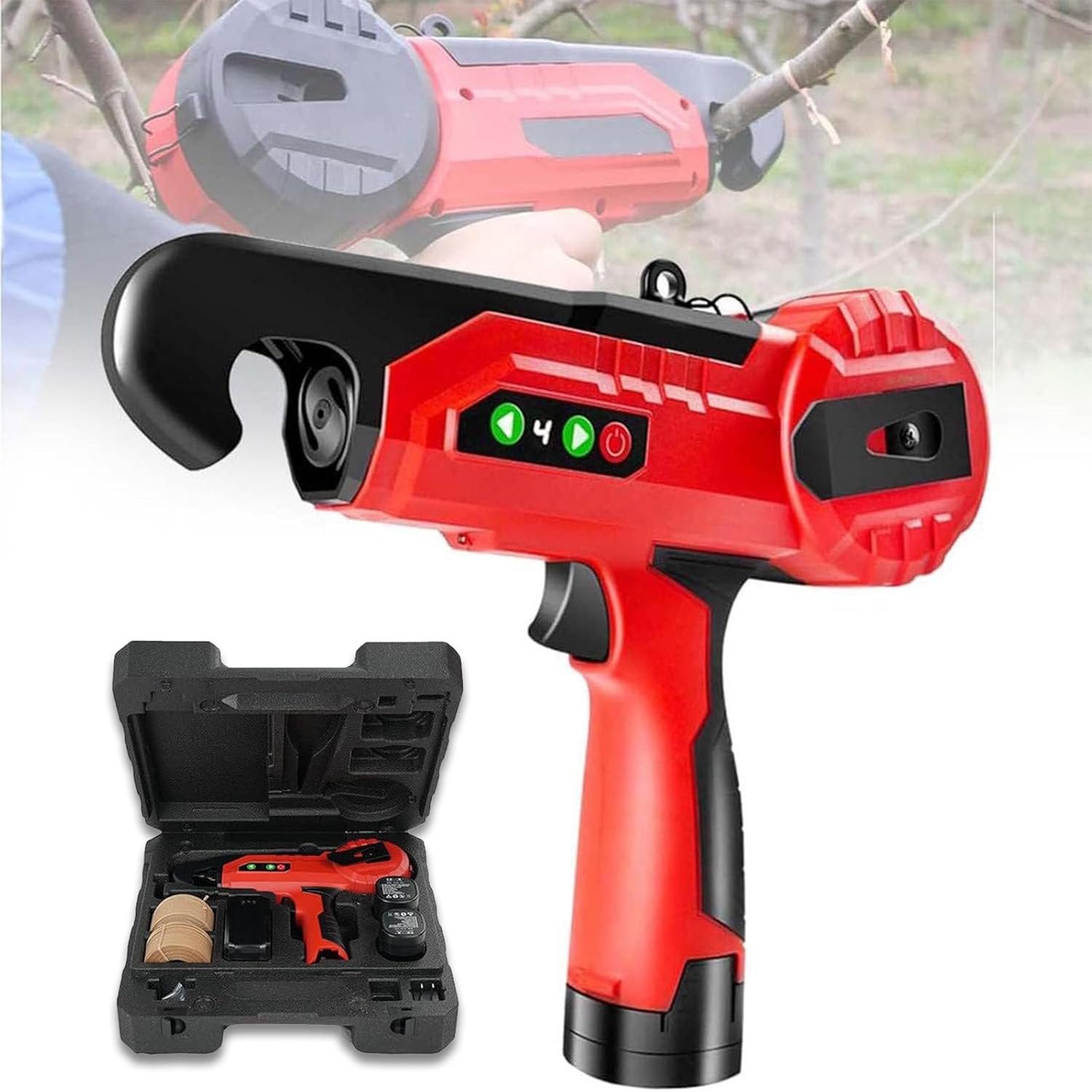 Eastnmythet Handhold Electric Branch Binding Machine, Tomato Grape Vegetables Flower Cucumber Tying Machine 2.5cm/1in Bundle Diameter, 2 Battery