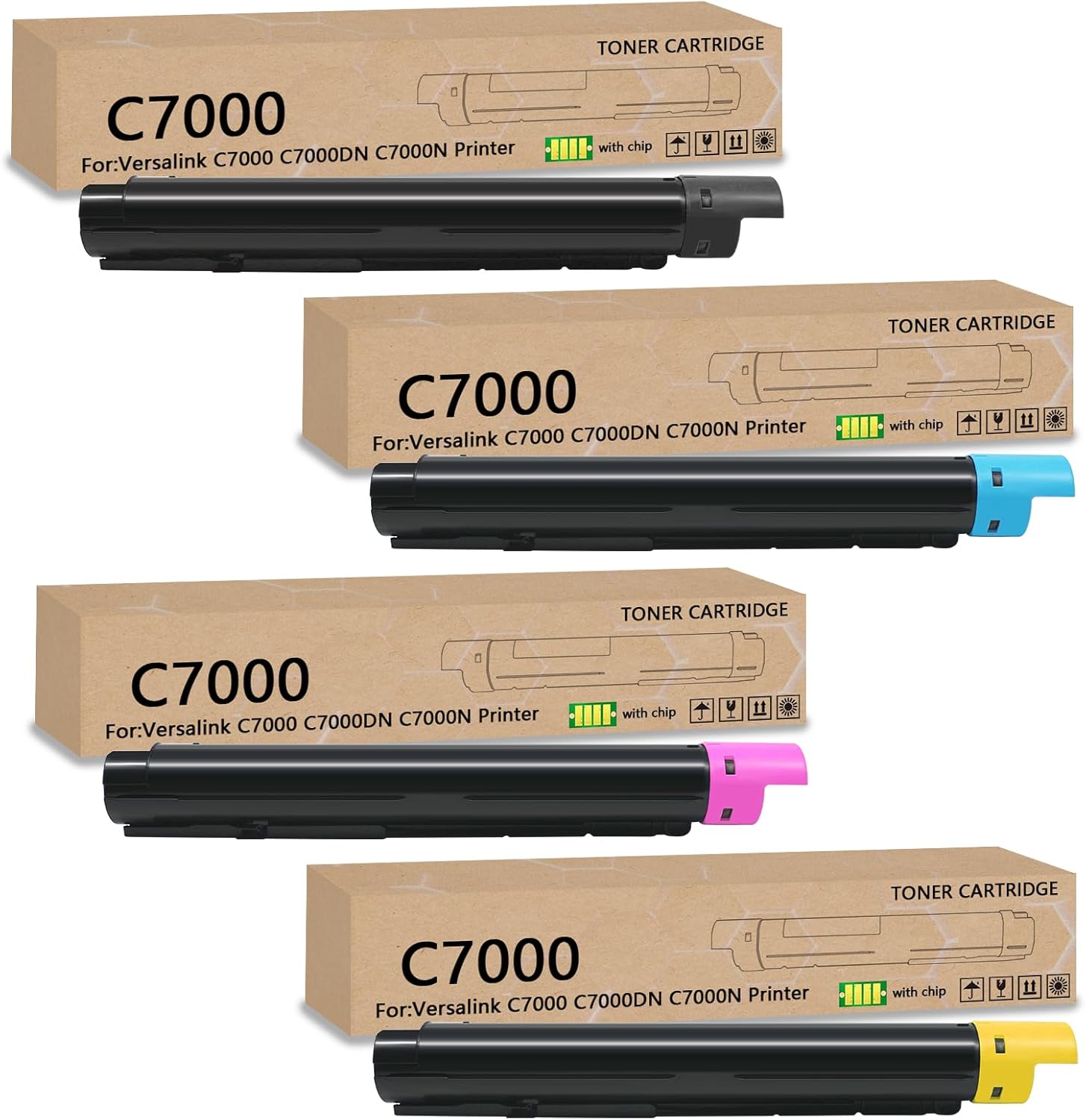 VersaLink C7000 Toner Cartridges High Capacity with Chip (106R03757 106R03758 106R03759 106R03760) Compatible with Xerox VersaLink C7000/N,C7000,C7000/DN Printer (4 Packs, Black,Cyan,Magenta,Yellow)