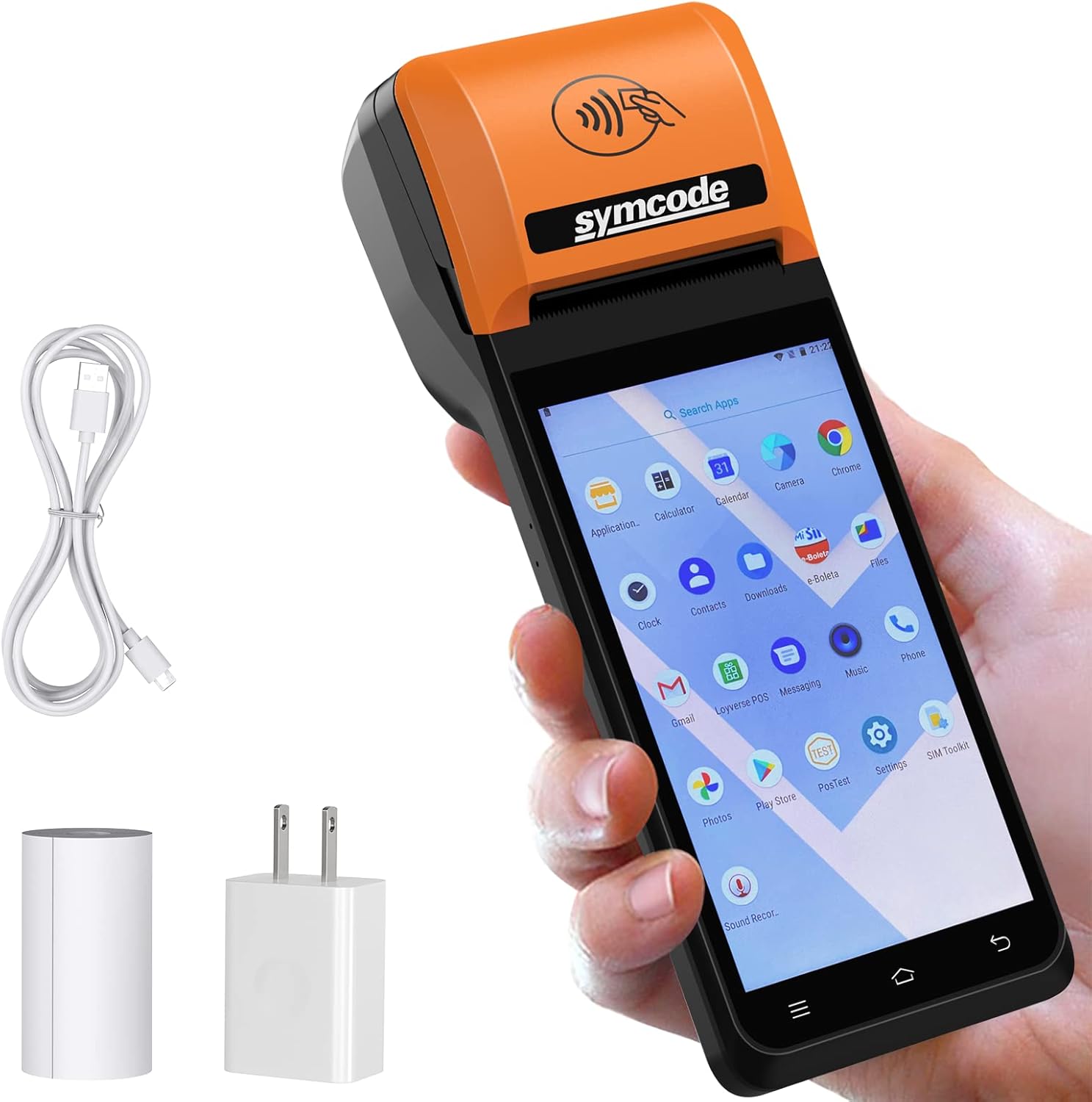 symcode POS PDA Thermal Receipt Printer,1D 2D Barcode Scanner Handheld PDA Printer Mobile POS Machine 5.5