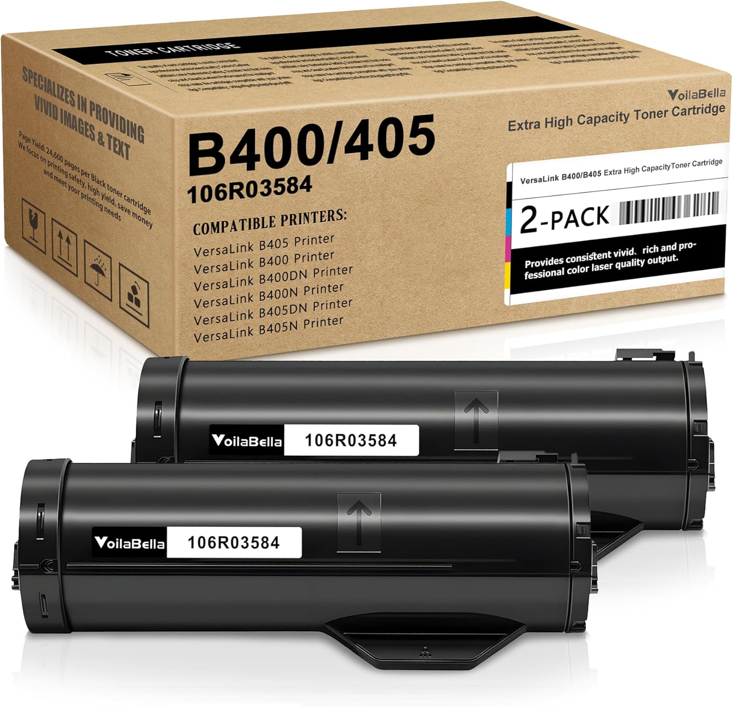 VoilaBella VersaLink B400/B405 Toner Cartridges 106R03584 Black Toner High Yield Replacement for Xerox VersaLink B405 B400 B400DN B400N B405DN Printer (2 Pack)