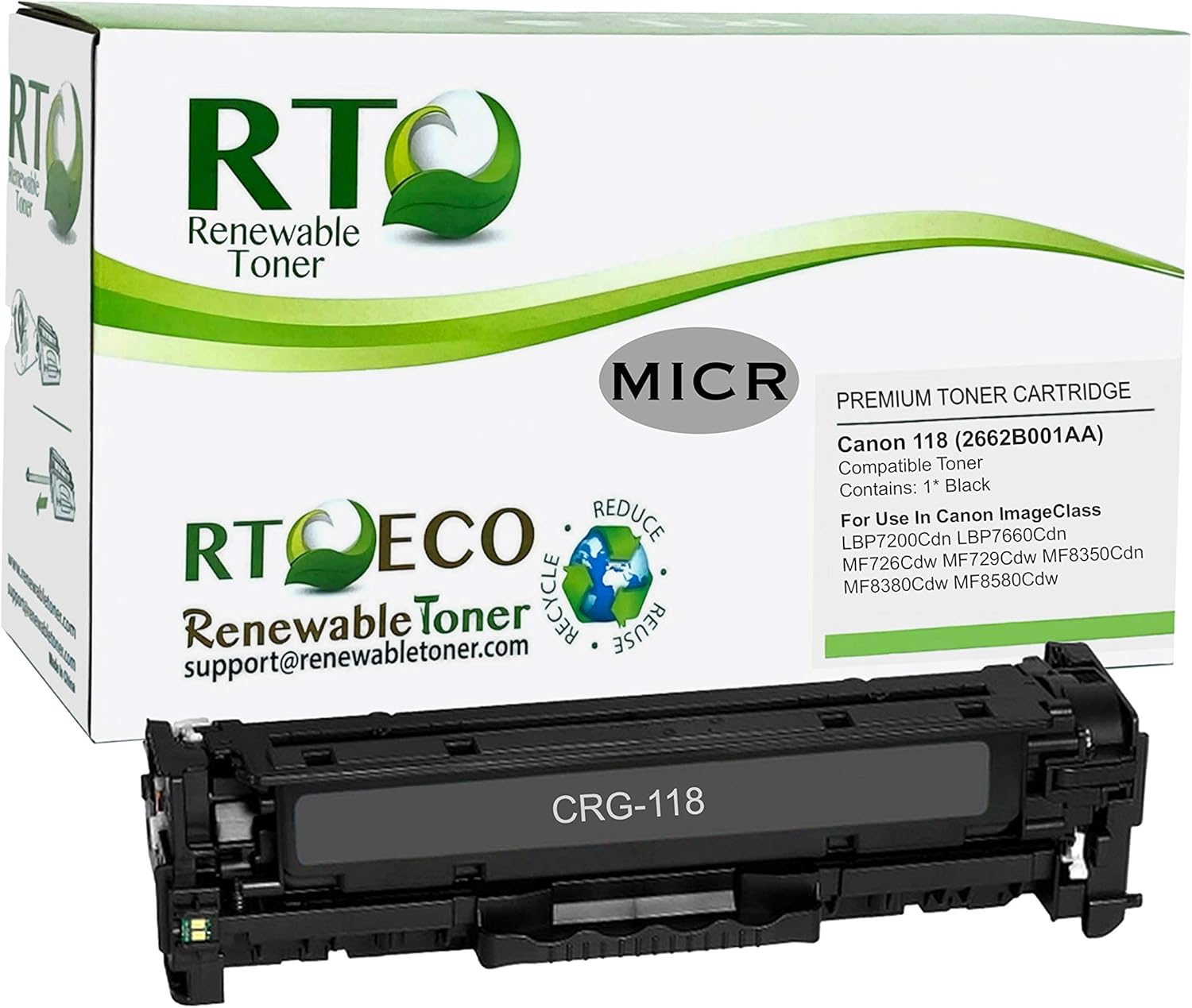 Renewable Toner Compatible MICR Toner Cartridge Replacement for CRG-118 2662B001AA ImageClass LPB7200Cdn LPB7660Cdn MF8350Cdn MF8380Cdw MF8580Cdw