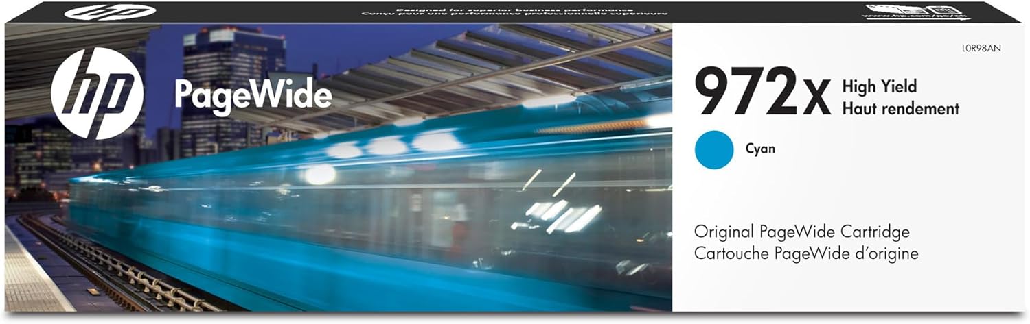 HP 972X PageWide High Yield Cyan Ink Cartridge Printers| Works with Printer Series: PageWide Pro 452, 477, 552dw, 577 | L0R98AN