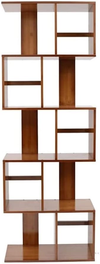 Staggered Bookcase Bamboo Industrial Style Display Rack Room Divider Freestanding Storage Shelf Bookshelf Vintage Color Book Shelf Book Case (Color : 3 Tiers, Size : 8 (5 Tiers 60cm Length)