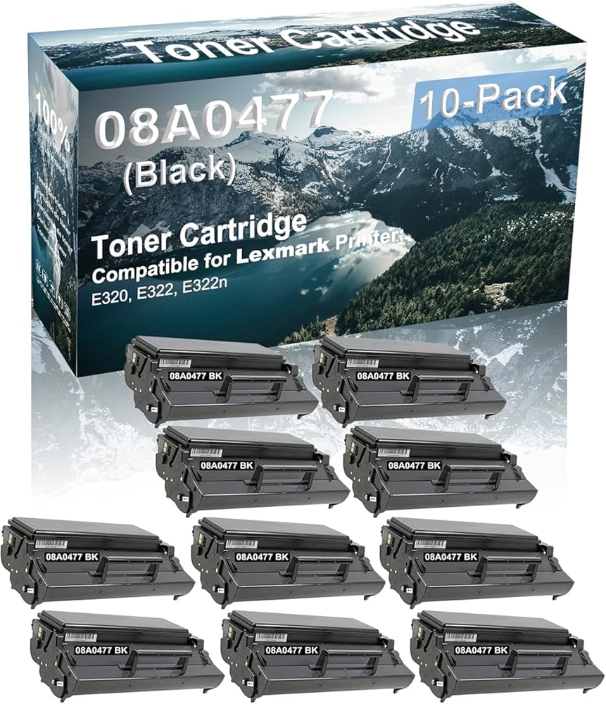 Credibility Store 10-Pack Compatible High Capacity 08A0477 | 08A0478 Printer Cartridge use for E320 E322 E322n Printer (Black)