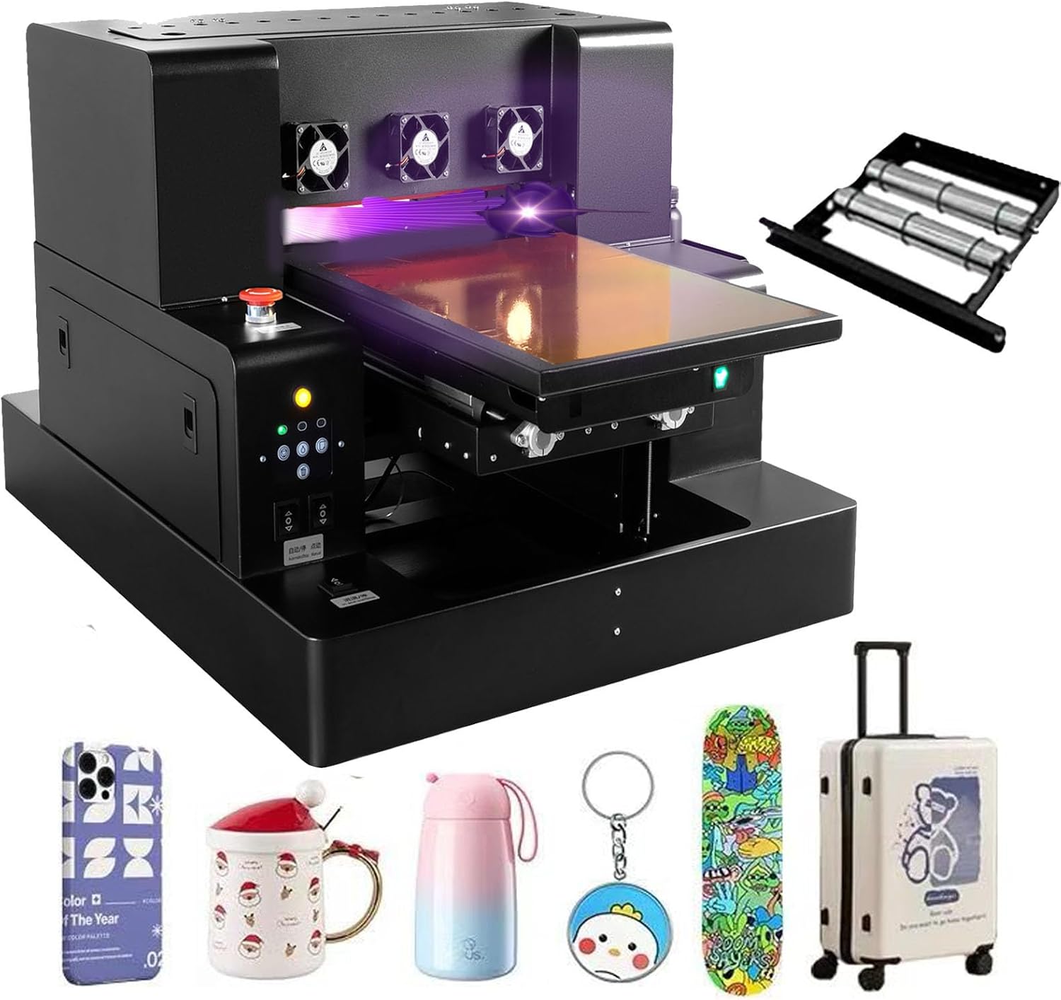 A3 XP600 UV Flatbed Printer, Higher Resolution 2880 x1440dpi,UV DTF Printer Machine with Bottle Holder for Phone Case Glass Cups Stickers
