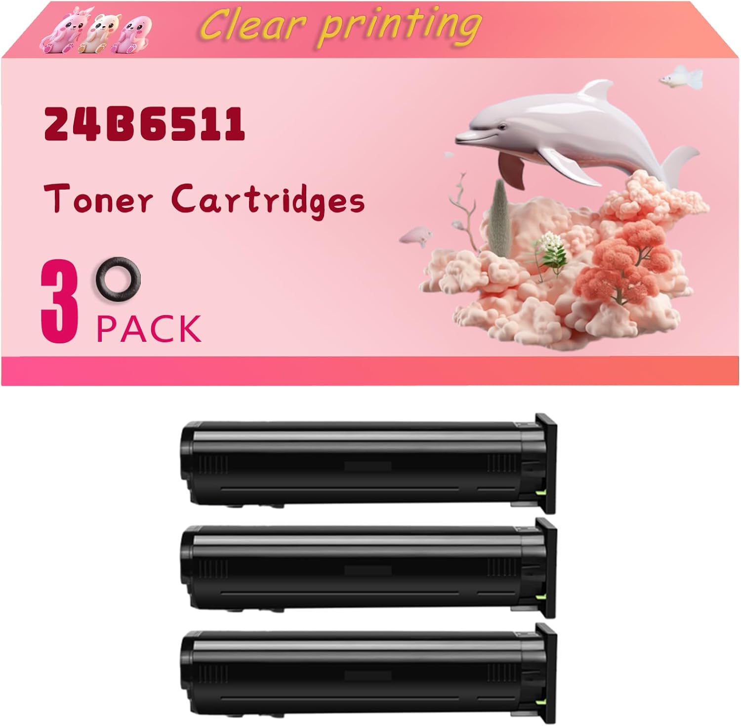 24B6511 Toner Cartridges Compatible for Lexmark XC6152 XC6152de XC6152dtfe XC8155 XC8155de XC8155dte Printers, High Yield 25000 Pages, Clear Bright Colors (3 Pack Black)