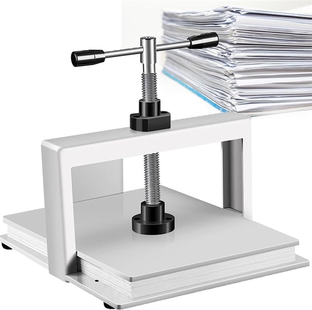 Bookbinding Press Machine, A4/A3 Steel Notes Invoice Bookbinder Press Screw Bookbinding Financial Receipt Flattening Papermaking Machine, 3306lbs (1500kg) Pressure