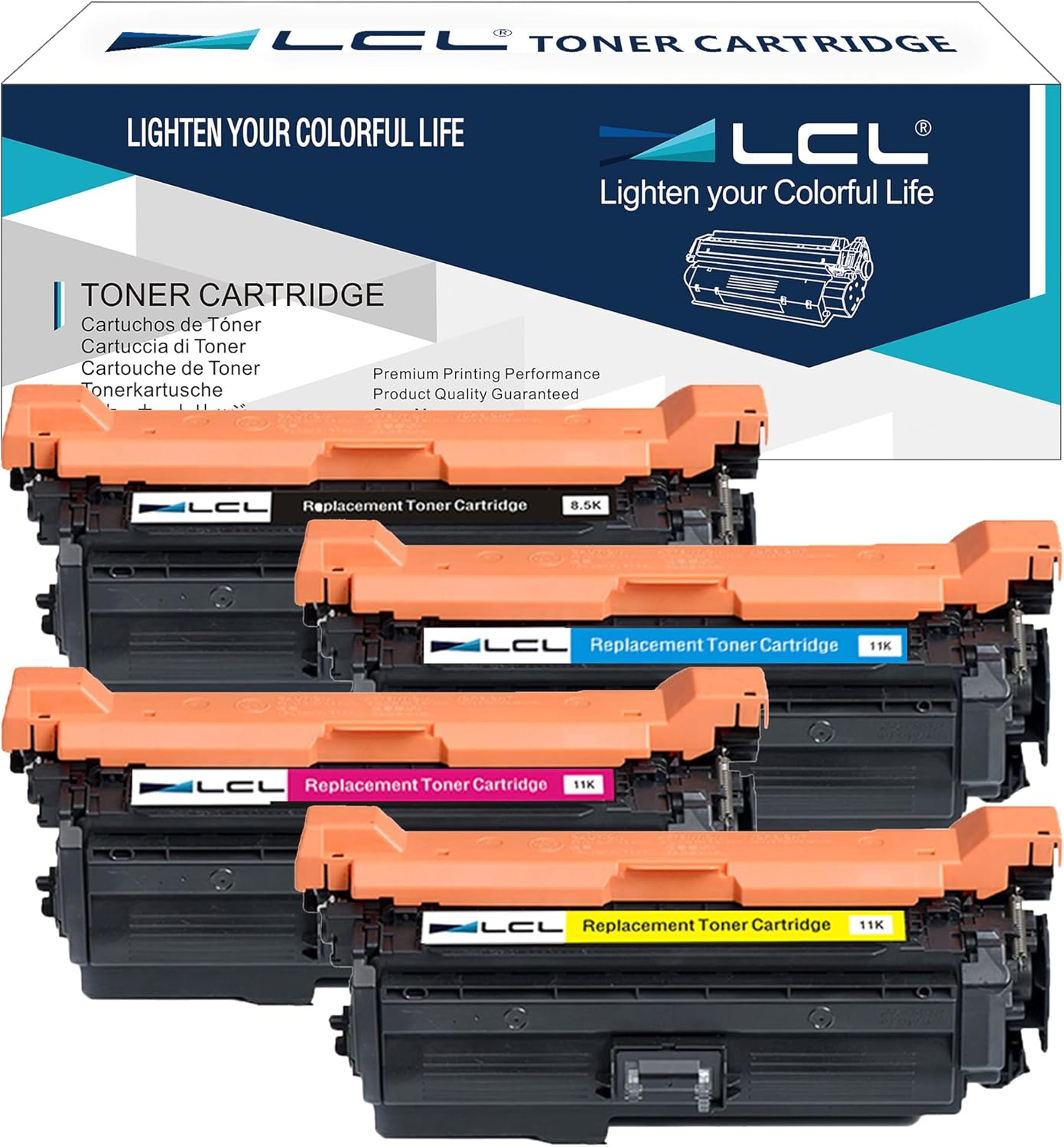 LCL Remanufactured 647A 648A Toner Cartridge CE260A CE261A CE262A CE263A Replacement for HP LaserJet CP4000 CP4500 CP4025 CP4025dn CP4025n CP4525 CP4525dn CP4525n CM4540 CM4540f CM4540fskm MFP (KCMY)