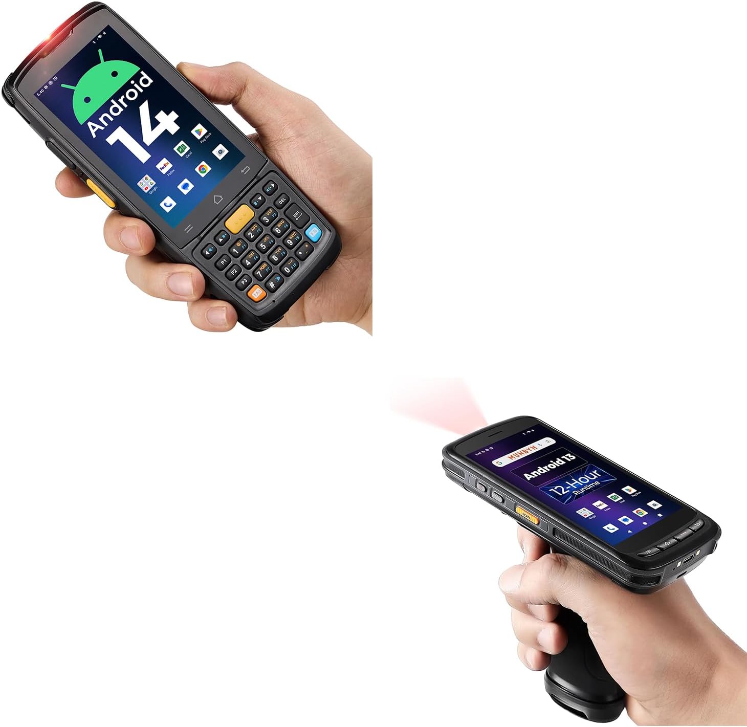 MUNBYN Android 14 Barcode Scanner, 4GB+64GB PDA Handheld, Equipped with Honeywell HS7,and Android Barcode Scanner Full Screen, 8000mAh Mobile Computer, 1D/2D QR Zebra SE4710