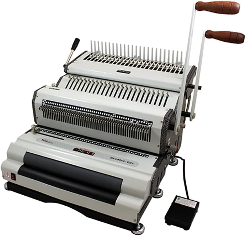 Akiles ADM-C41ECI Model DuoMac-C41ECI Coil and Comb Binding Machine with Built-in Electric Inserterm Comb Opener, and Round Holes; 20 Sheets Single Punching Capacity (20 lbs Paper)