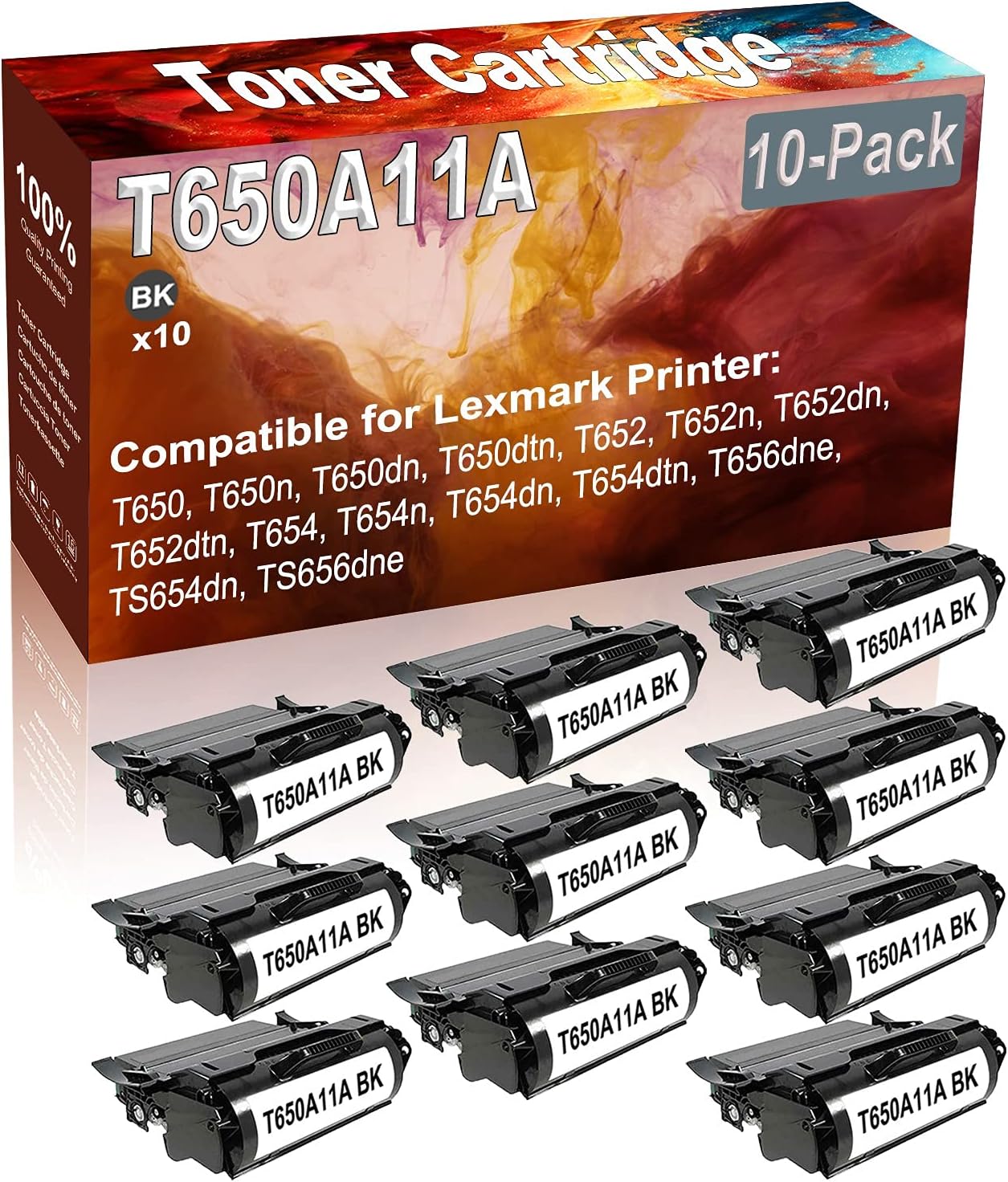 Credibility Store 10-Pack (Black) Compatible T650 T650n T650dn T650dtn T652 T652n T652dn T652dtn T654 T654n T654dn Laser Printer Cartridge (High Capacity) Replacement for T650A11A Printer Cartridge