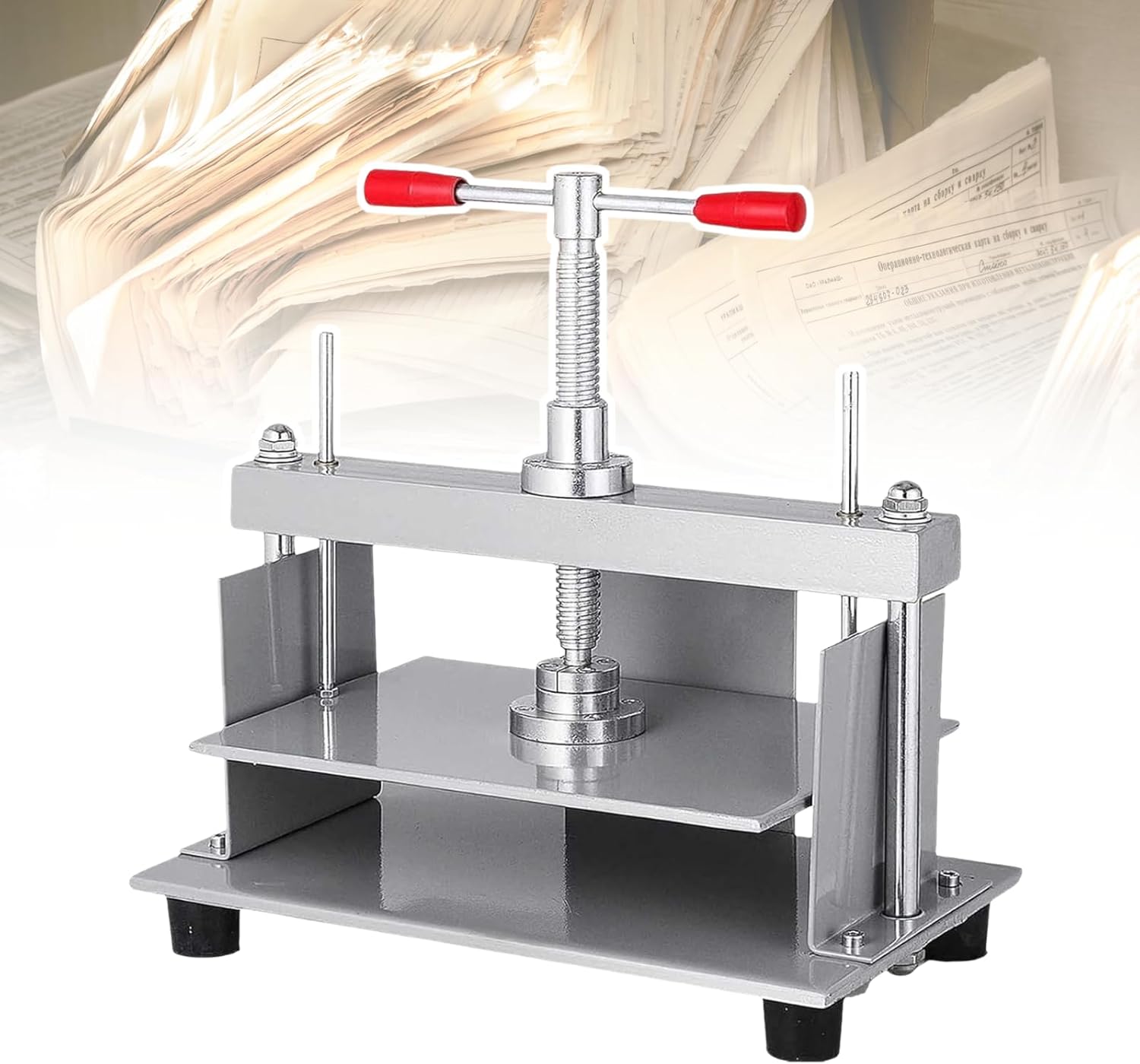 JINEKU A4 Manual Paper Press, Flatbed Binding Machine for Invoices, Receipts, Ledgers, Vouchers, Stamps, Banknotes, Stationery & Office Supplies, Pressure 3300 lbs