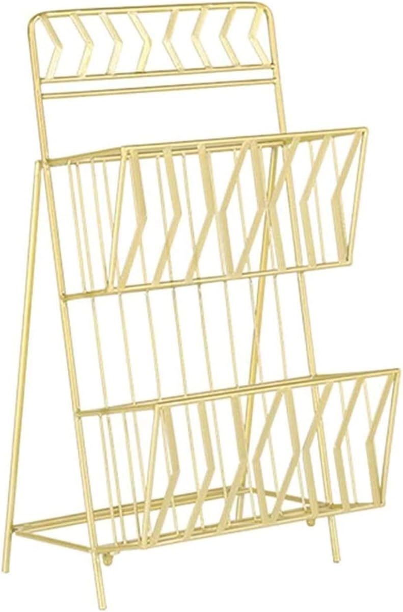 Dongng Book Rack,Bookcases,Home Storage & Organization,Book Display & Storage,Simple Floor Newspaper Rack,Bookends & Book Racks,for Home Simple and Stylish(Gold)