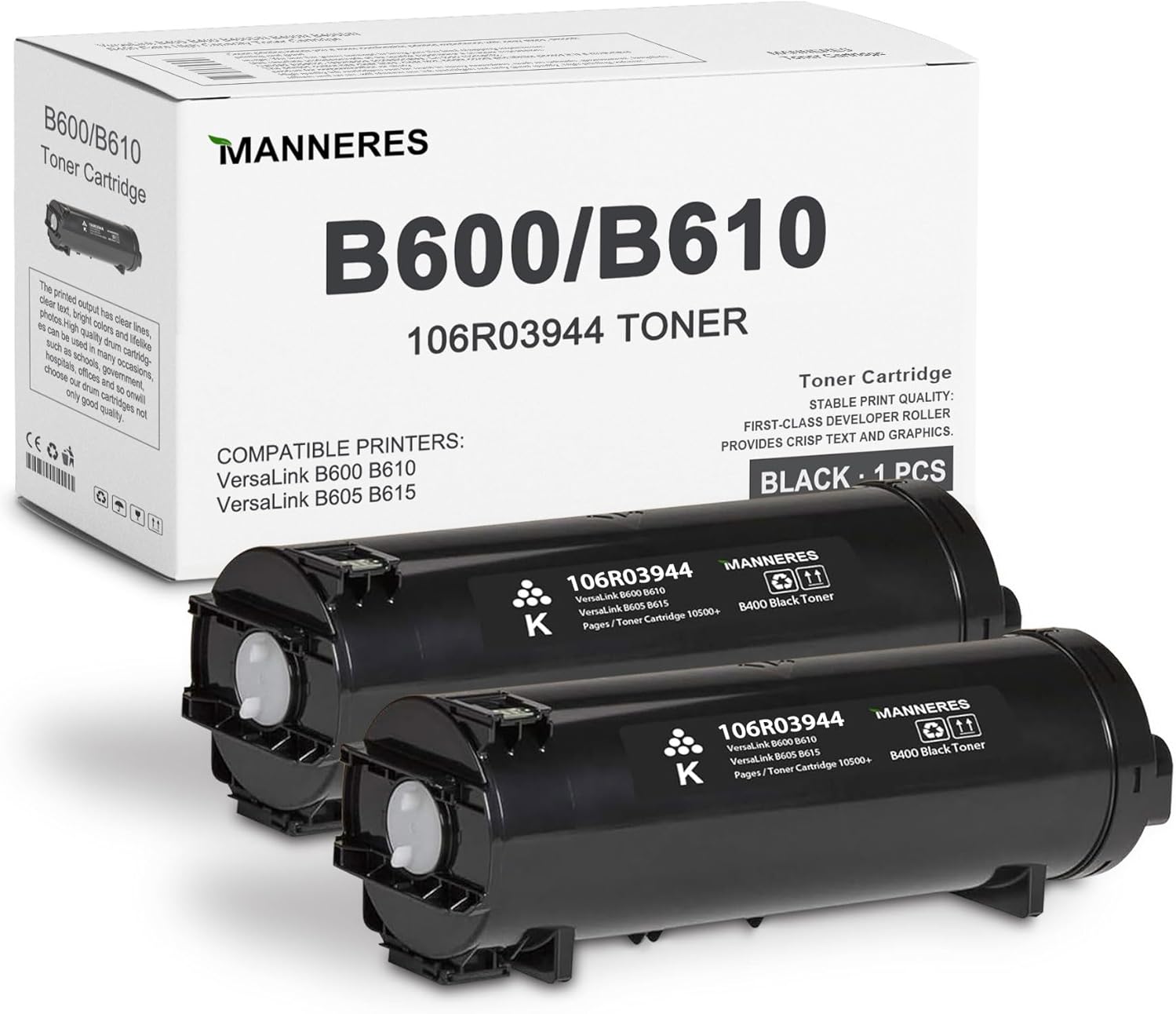 MANNERES VersaLink B600/B610 Extra High Capacity Toner Cartridge (2-Pack, Black): 106R03944 Toner Cartridge Replacement for Xerox VersaLink B600 B610 B605 B615 Printer