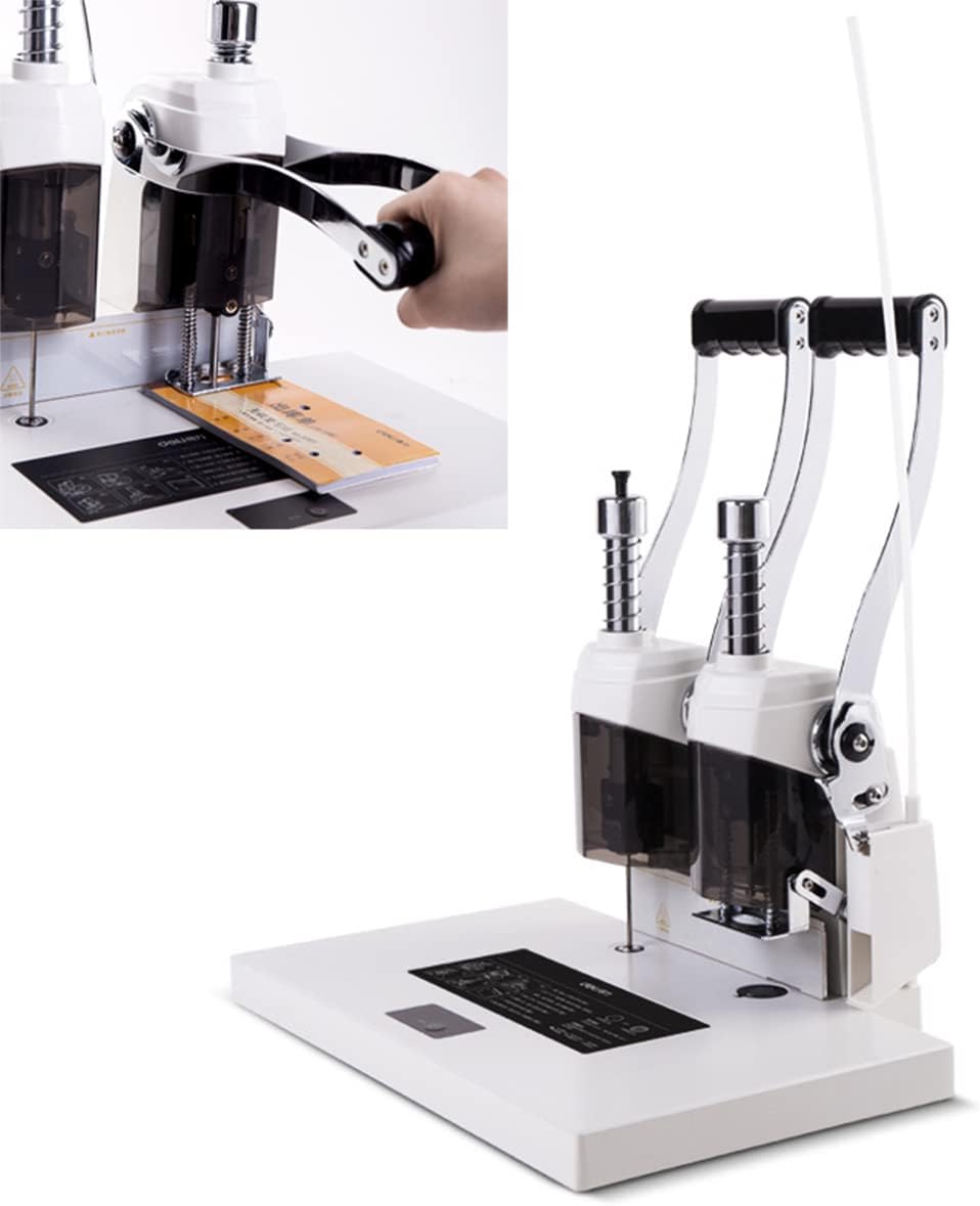 JIQHOHX Manual Bill Voucher Punching Binding Machine, 40mm Thickness Heavy-Duty Punching Machine, Electric Hot Melt Riveting Tube Binding Machine for School Office Documents Binding
