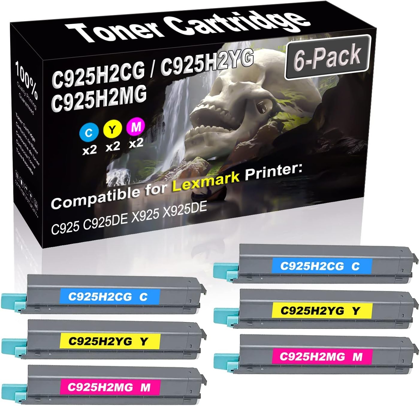 SINIYA 6-Pack (2C+2Y+2M) Compatible High Yield C925H2CG C925H2YG C925H2MG Laser Printer Toner Cartridge Used for C925 C925DE X925 X925DE Printer