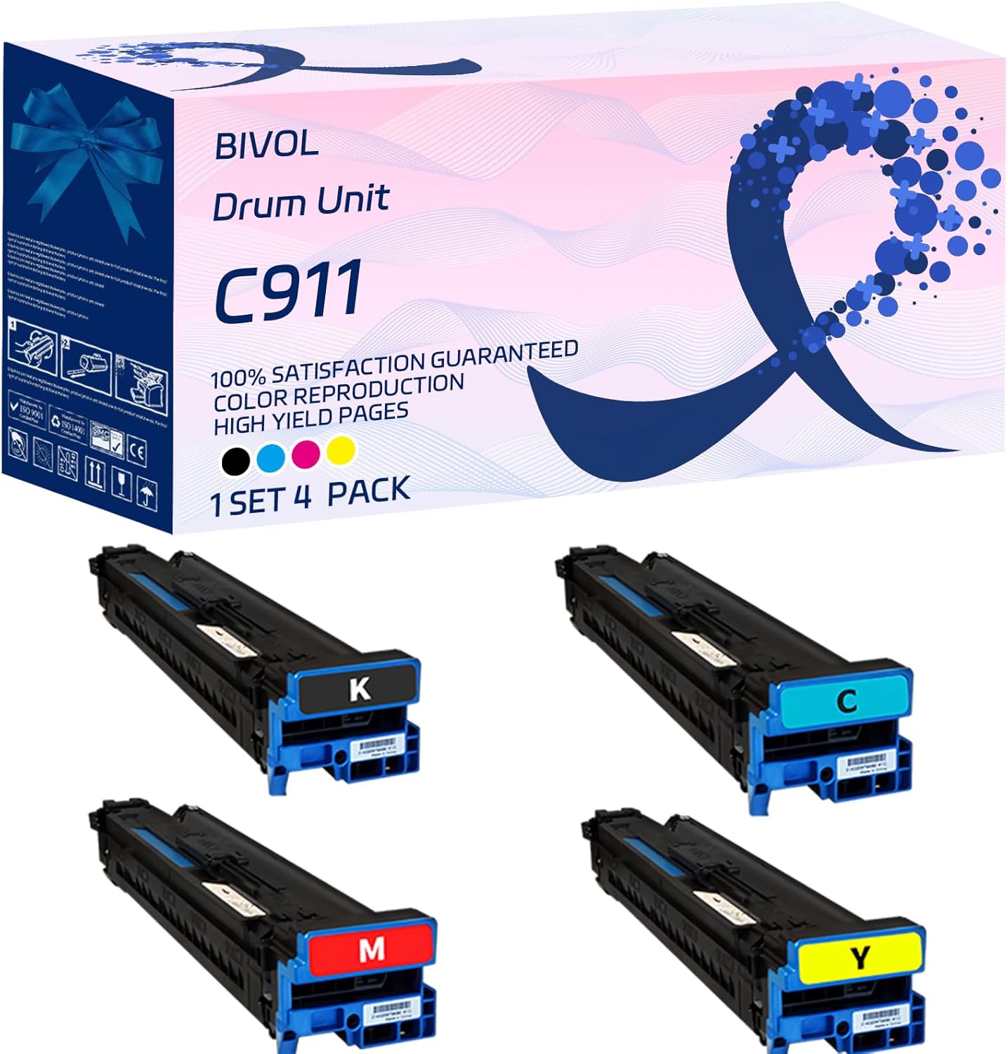 BIVOL C911 Drum Unit Compatible for Okidata OKI C911dn C931DN C941dn Printers, with Chip, High Yield 40000 Pages, Vivid Colors (Multicolor)
