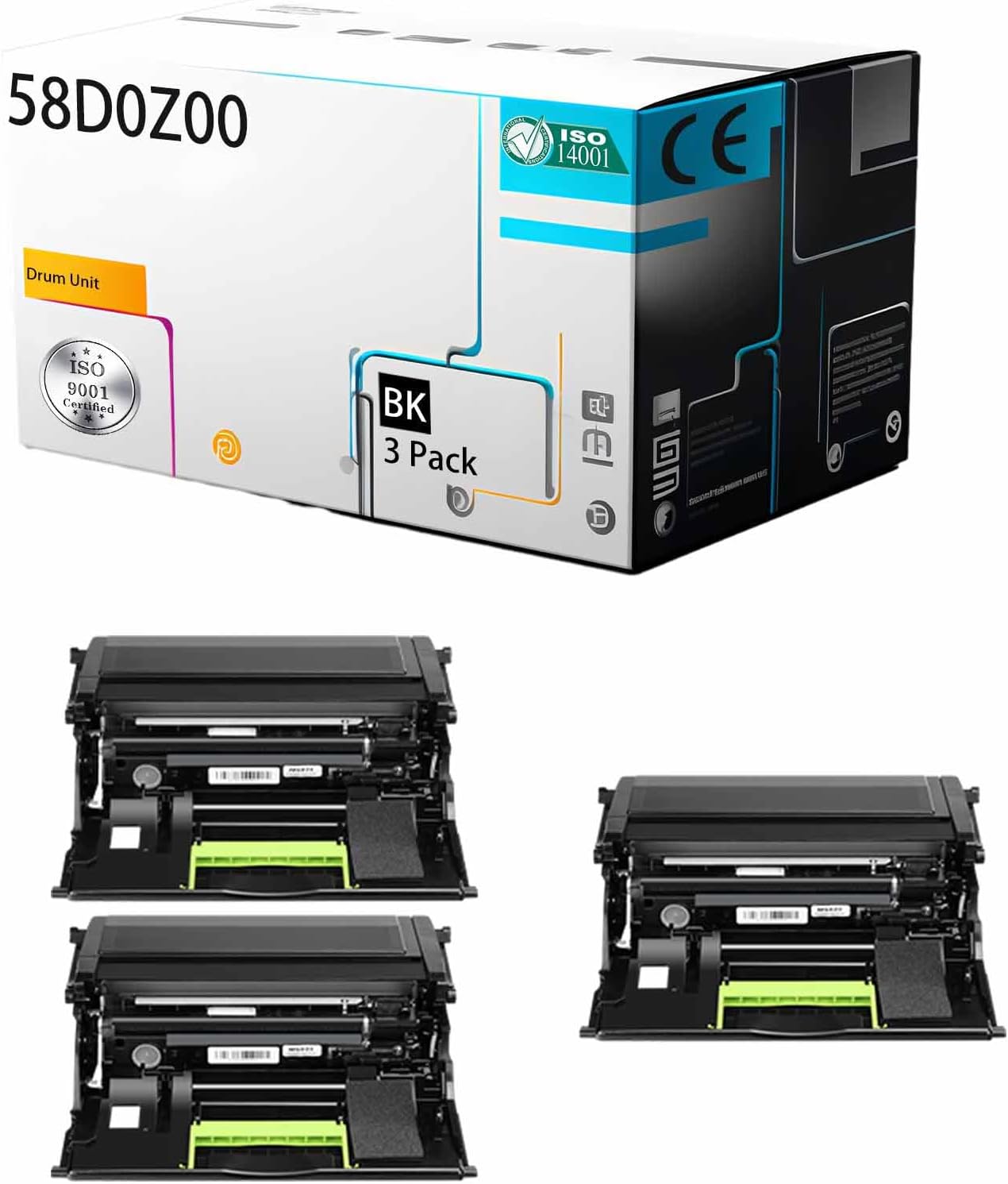 58D0Z00 Drum Unit Compatible for Lexmark MX421ade MX521de, MX521ade MX522adhe MX622ade Printer [High Print Page Volume with Chip] (Black 3Pack)