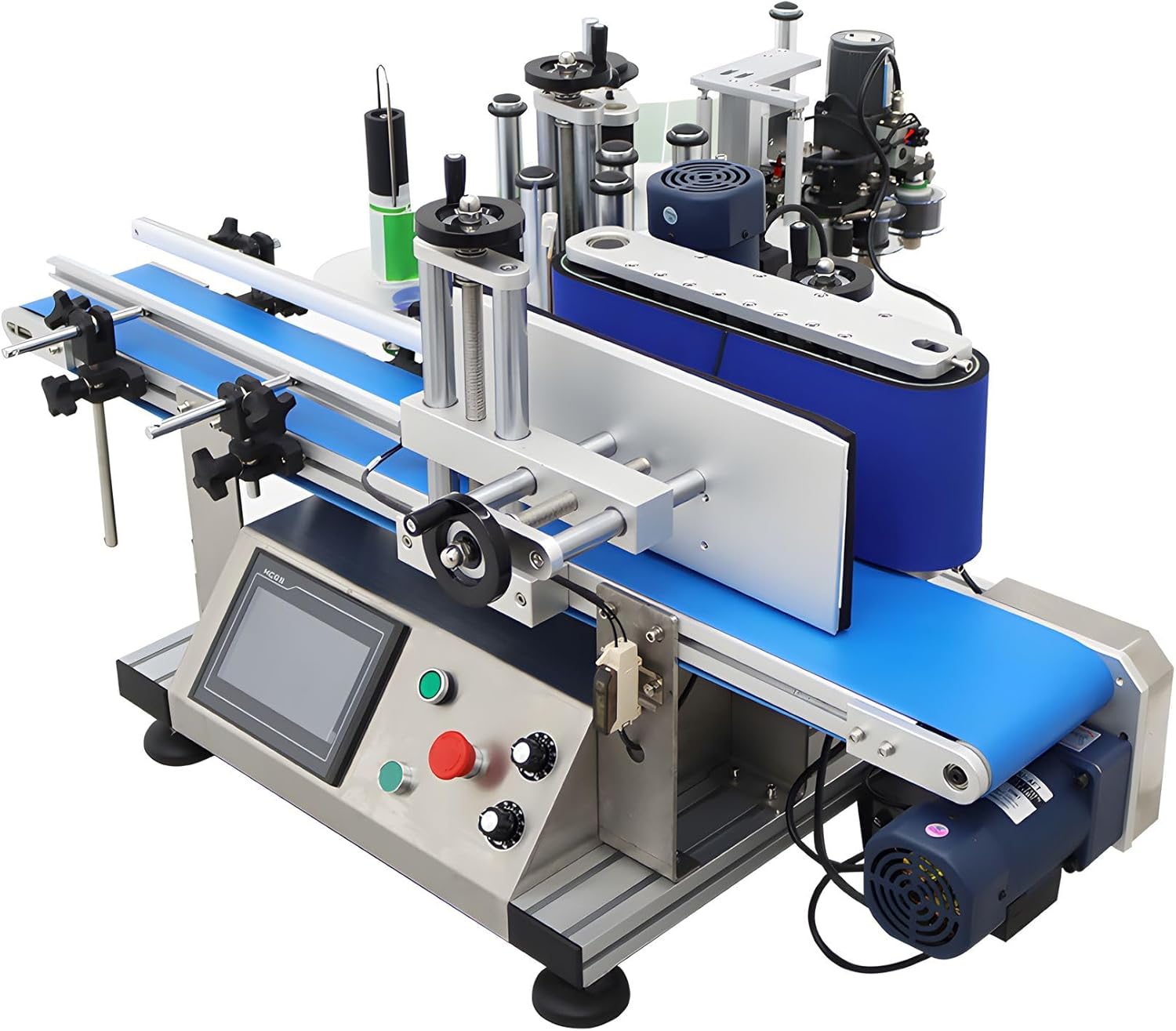 Banfluxion 110V Label Maker LT-150 Automatic Desktop Conveyor Round Bottle High Speed Marking and Labeling Machine with Coding Machine Bottle Label Printer