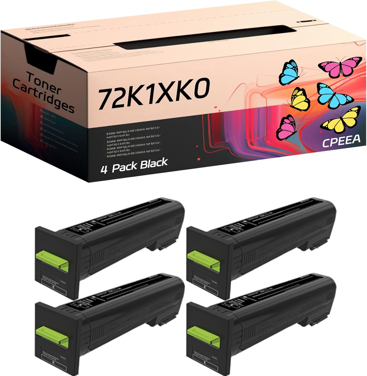 Compatible for Lexmark 72K1XK0 82K0H20 82K0H30 82K0H40 Toner Cartridges Work for Lexmark CX825de CX825dte CX825dtfe CX860de CX860dte Printers (4 Pack Black)