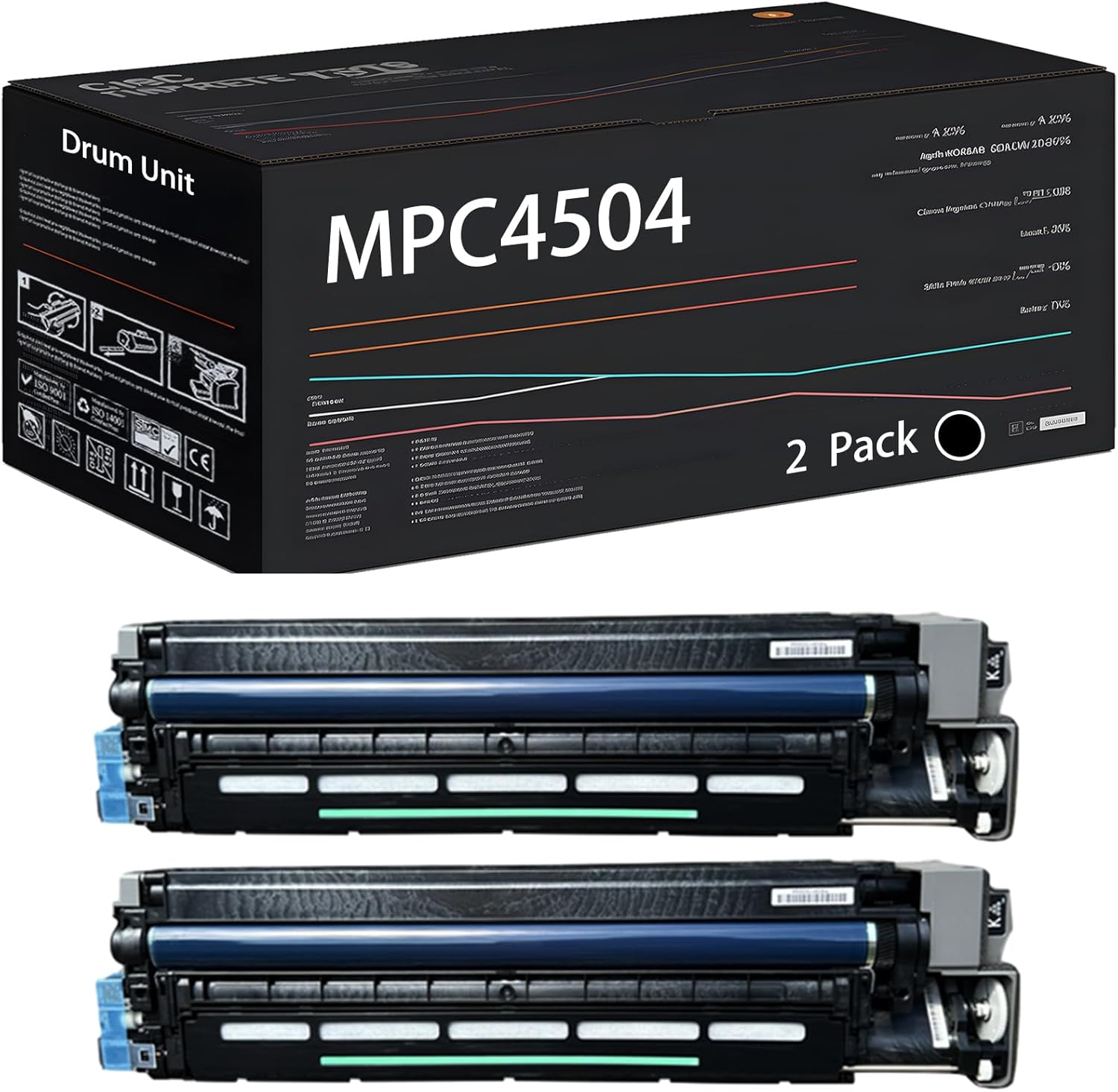 UVUMB MPC4504 Drum Unit Compatible for Ricoh MPC4504SP MPC5504SP MPC6004SP Printers, with Chip, High Yield 90000 Pages, High-Definition Printing (2 Pack Black)