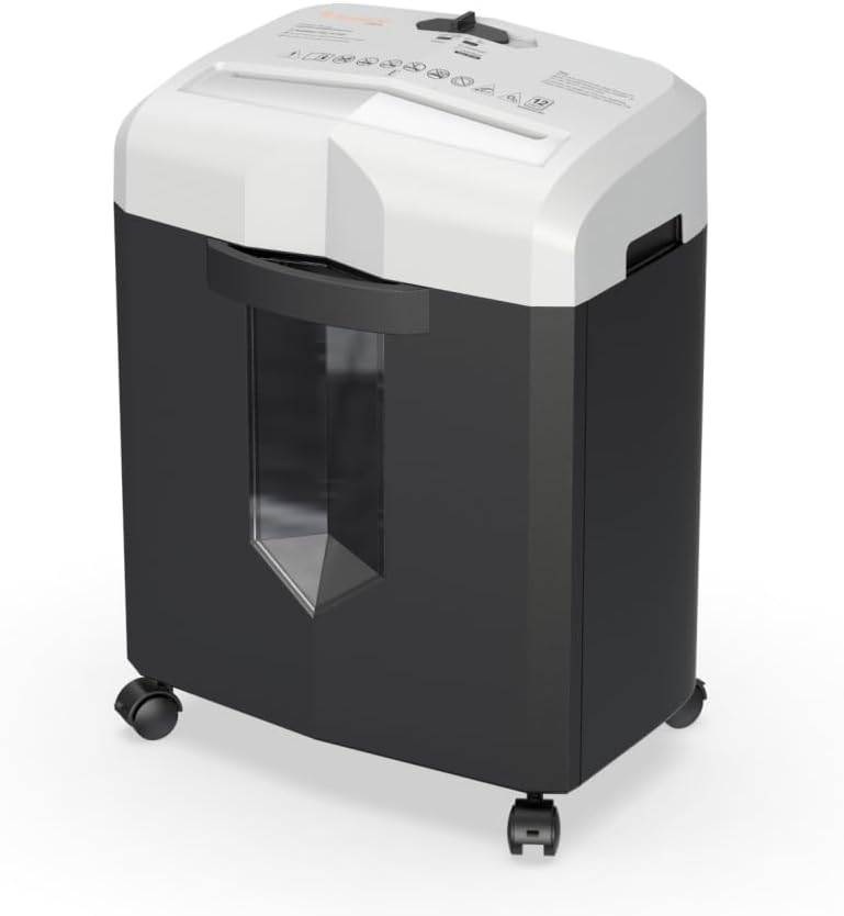 Bonsaii 12-Sheet Micro Cut Paper Shredder, 60-Minute P-4 High Security Shredders for Home Office, Shreds CD/Credit Card/Mail/Staple/Clip, Jam-Proof System with 4.2 Gal Pullout Bin (C266-BW)