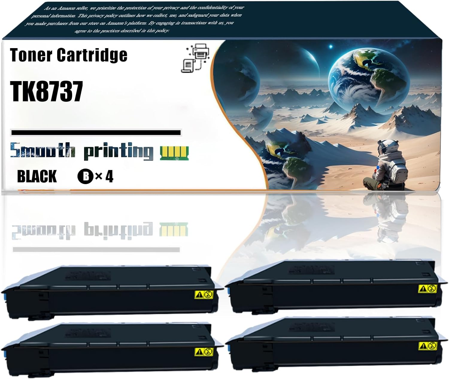 LSSF Replacement Parts Toner Cartridge TK8737 Compatible with Kyocera TASKalfa 7353ci 8052ci 8353ci CS7052ci CS8052ci Printers, Contains Chip and Clear Printing (4 Pack Black)